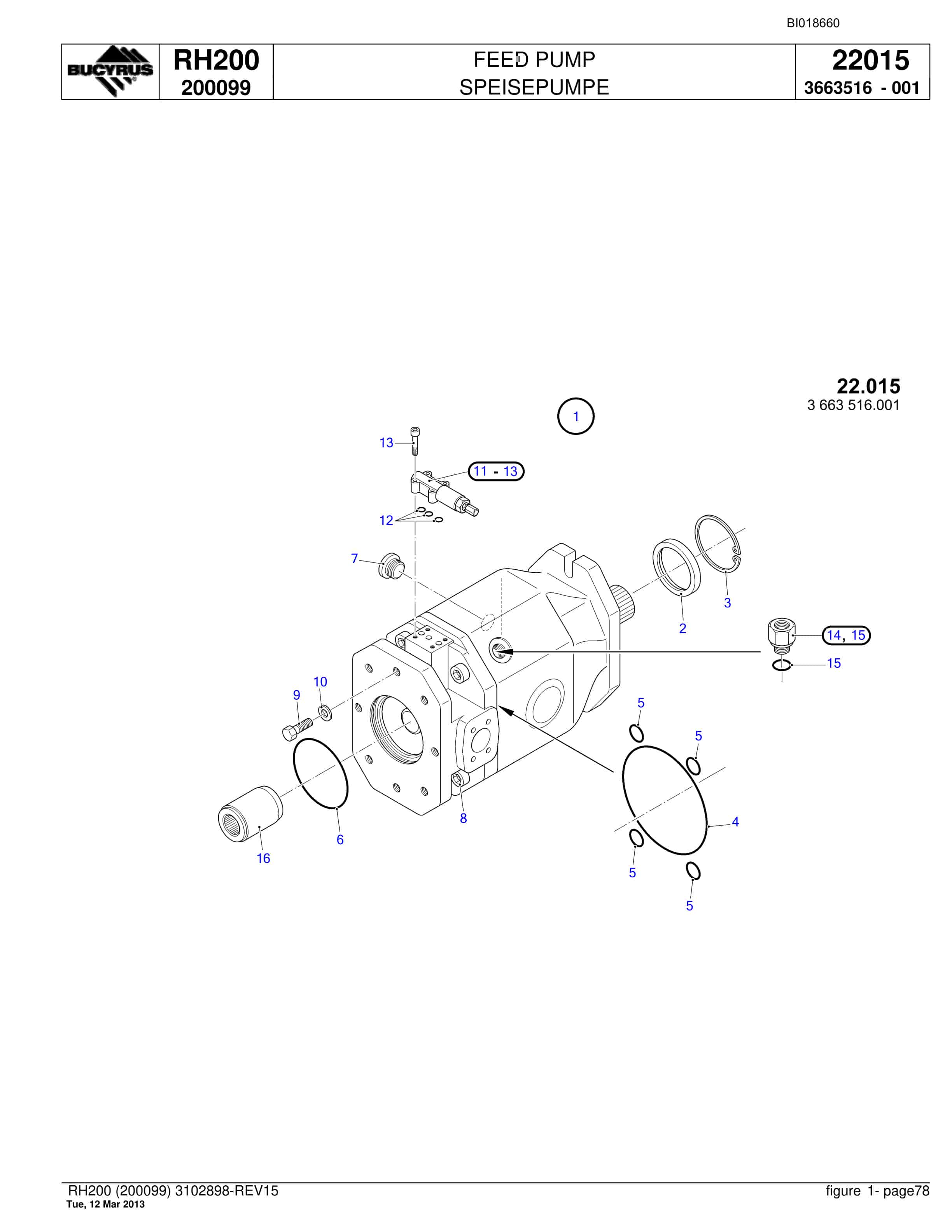 Bucyrus RH200 Hydraulic Excavator Parts Catalog BI018660-2