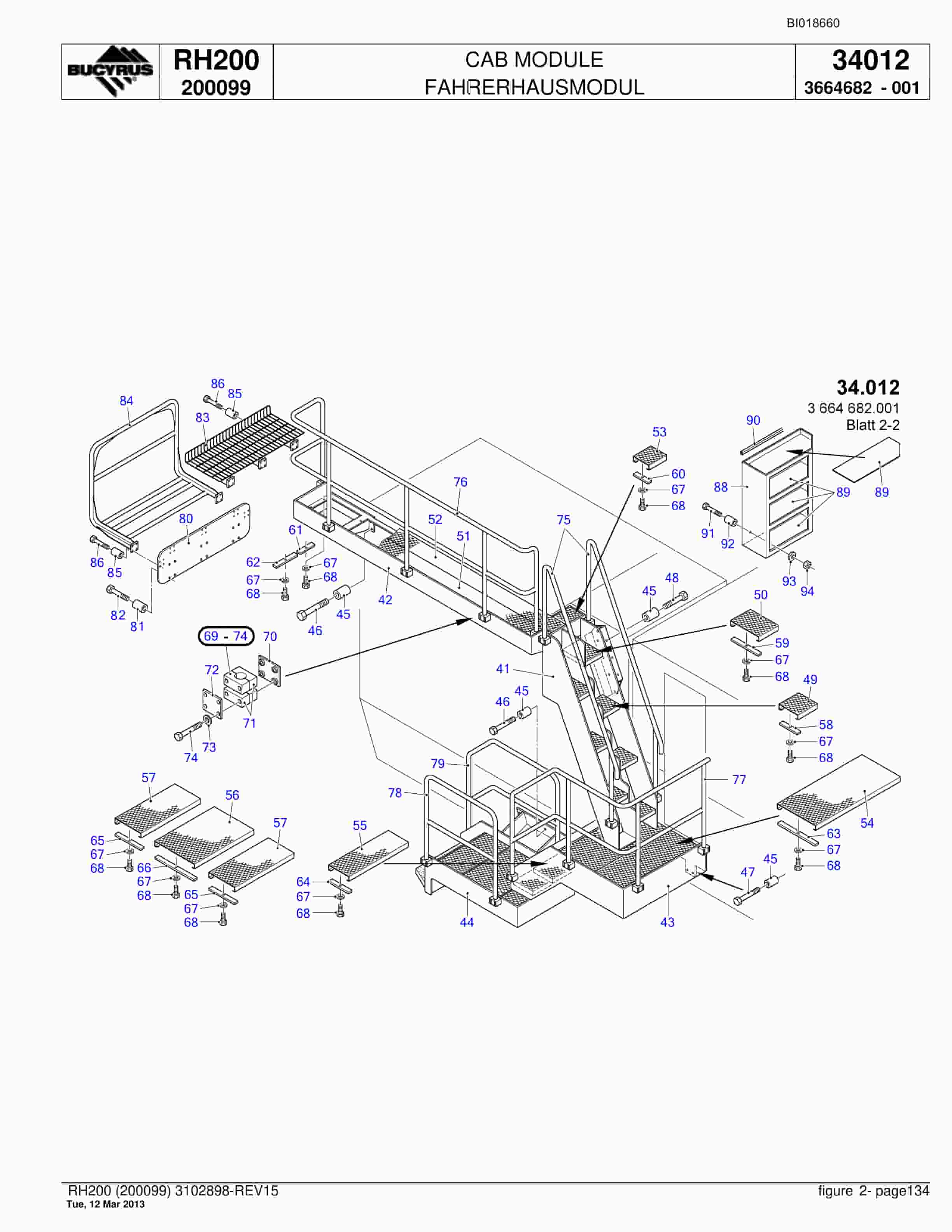 Bucyrus RH200 Hydraulic Excavator Parts Catalog BI018660-5