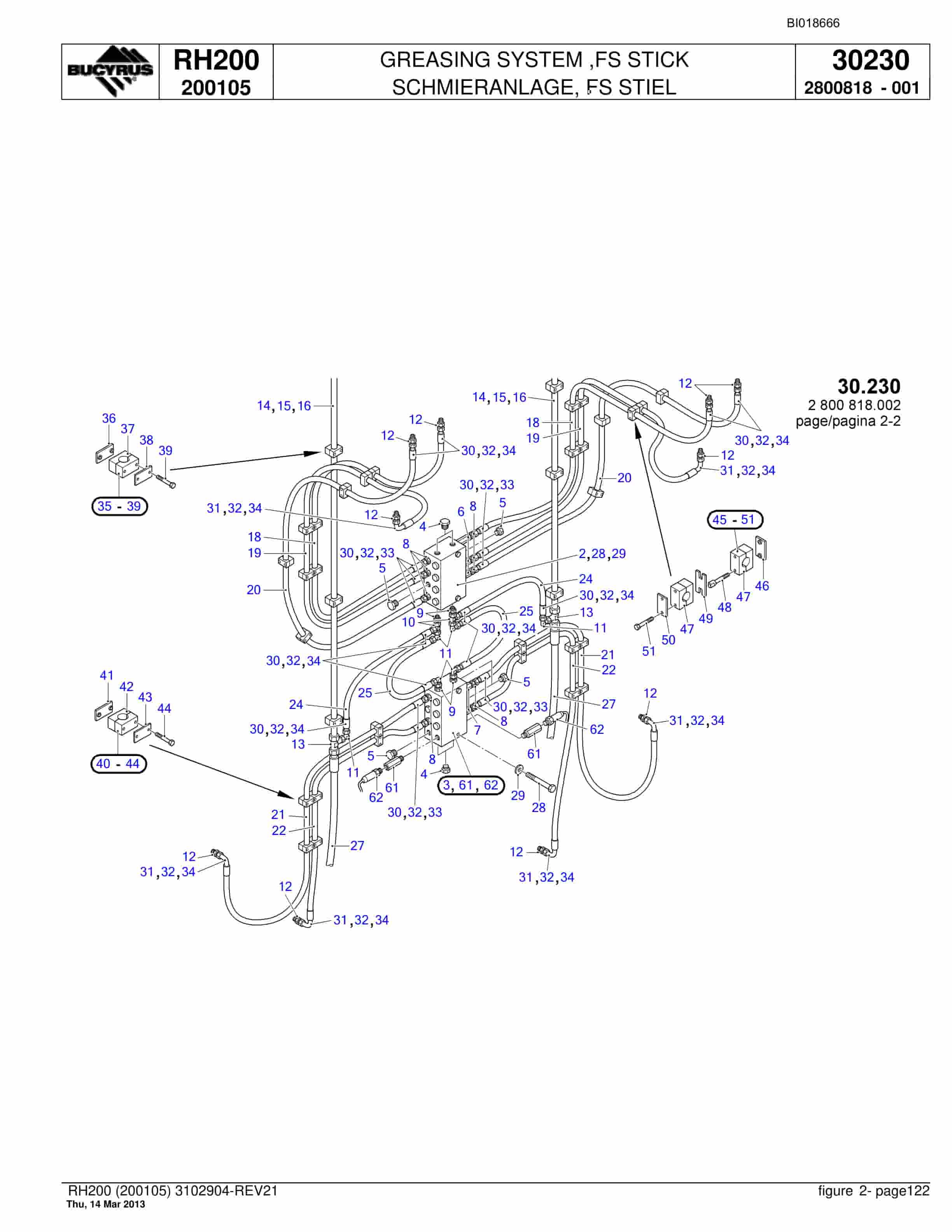 Bucyrus RH200 Hydraulic Excavator Parts Catalog BI018666-4