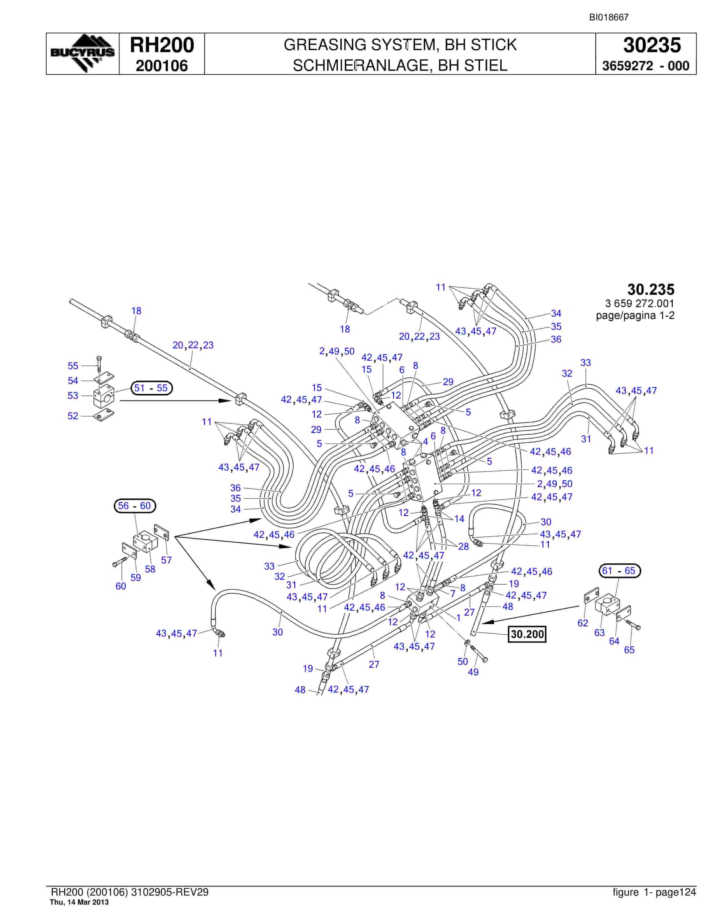 Bucyrus RH200 Hydraulic Excavator Parts Catalog BI018667-4