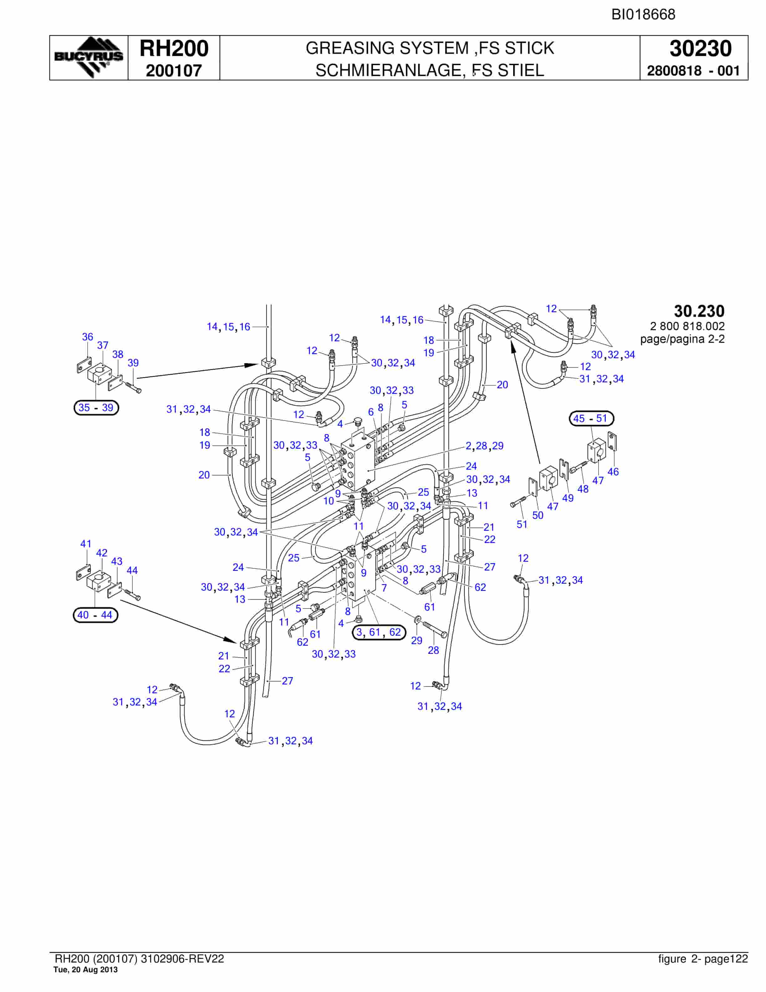 Bucyrus RH200 Hydraulic Excavator Parts Catalog BI018668-4