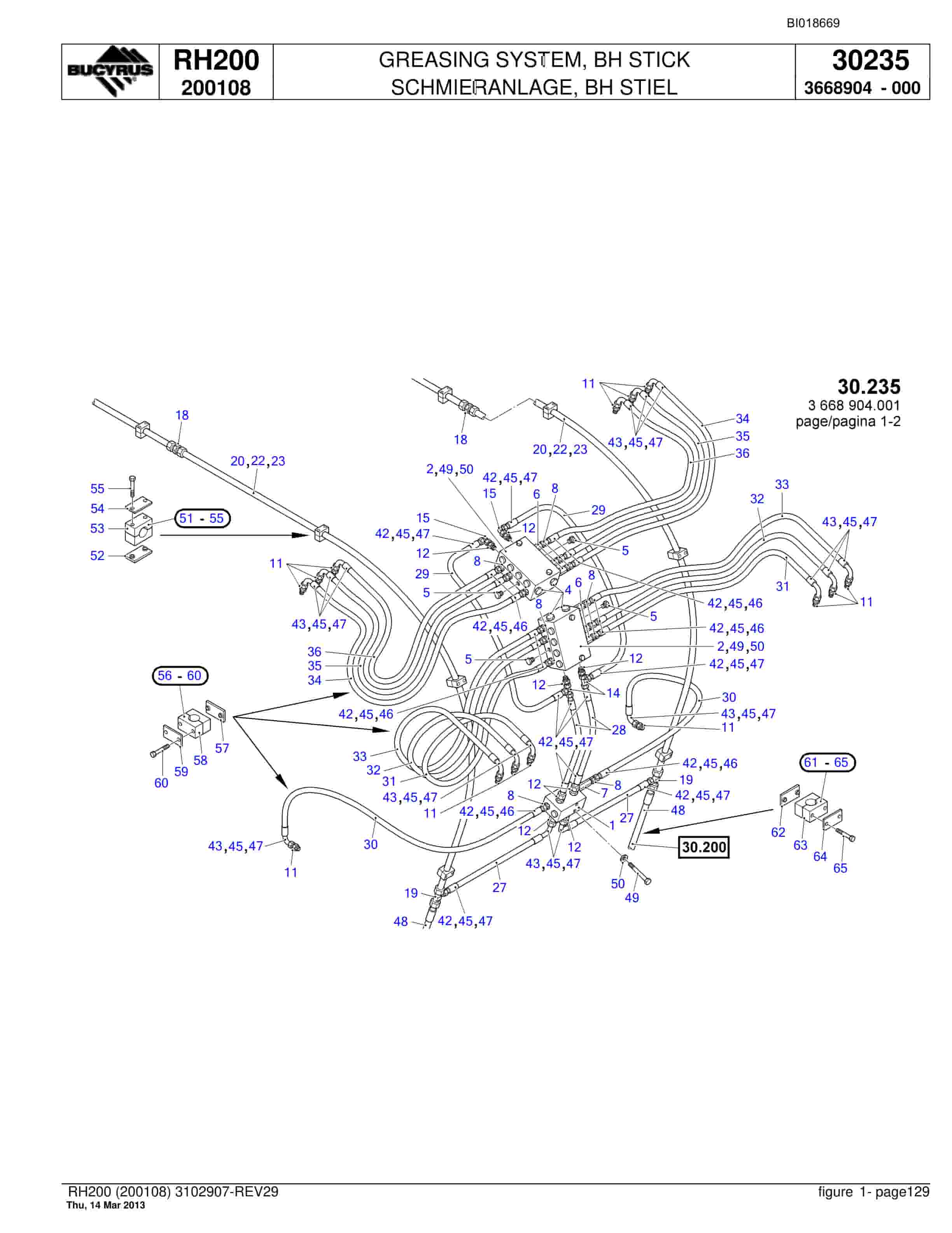 Bucyrus RH200 Hydraulic Excavator Parts Catalog BI018669-4