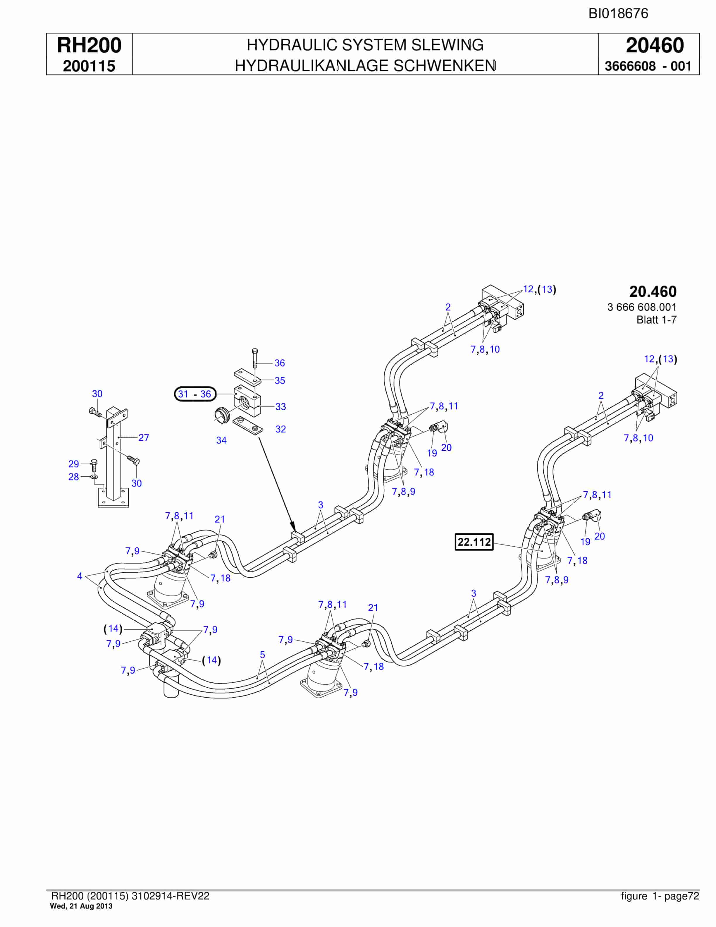 Bucyrus RH200 Hydraulic Excavator Parts Catalog BI018676-2