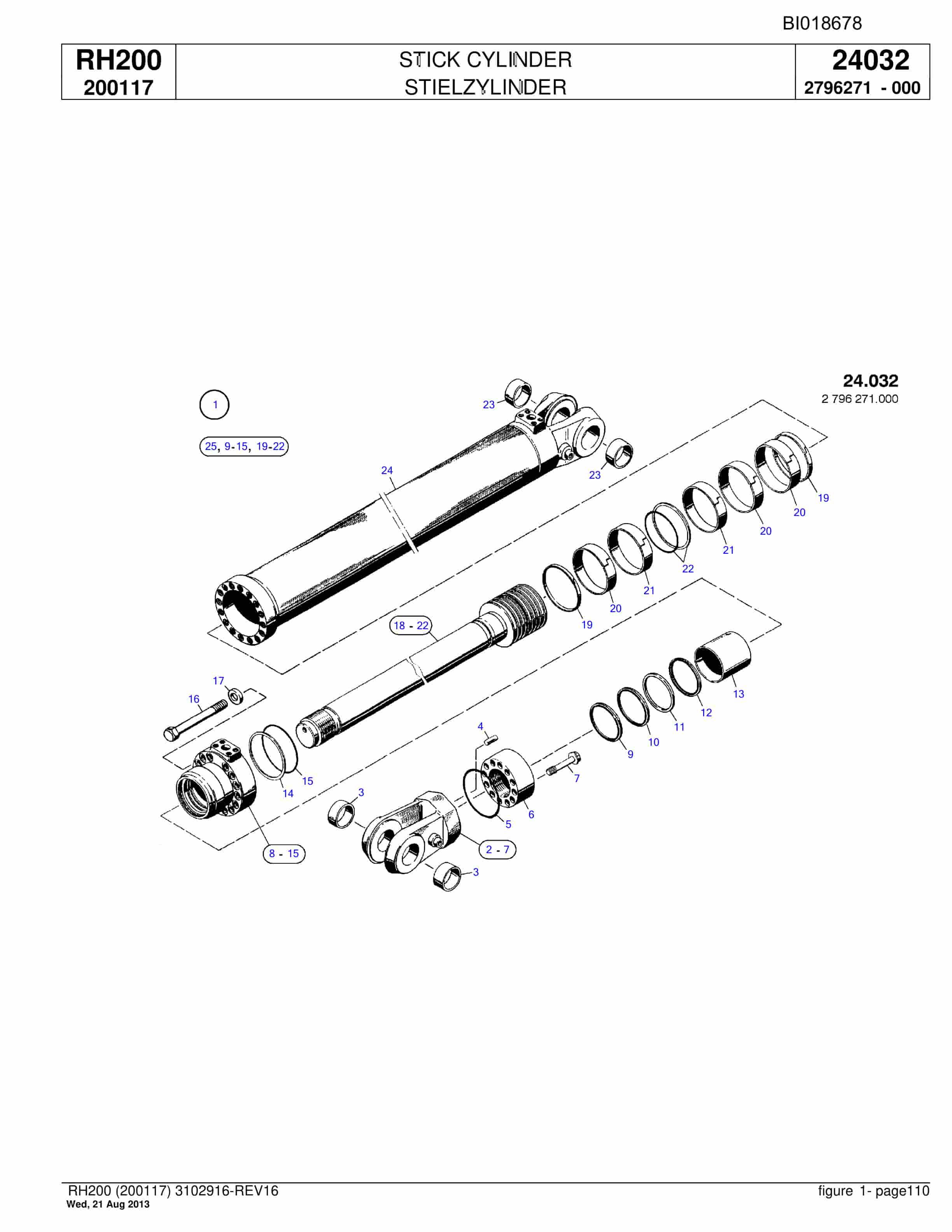 Bucyrus RH200 Hydraulic Excavator Parts Catalog BI018678-3
