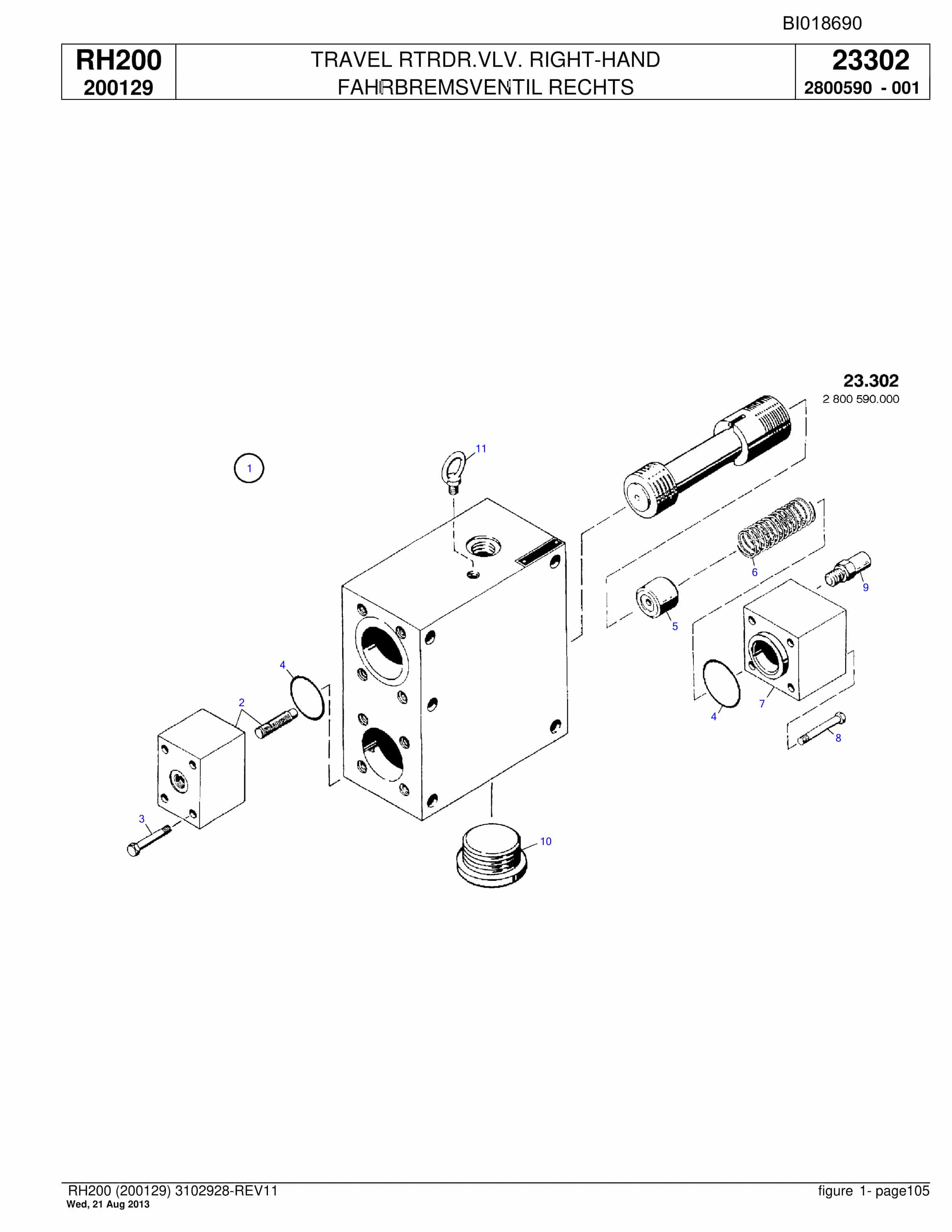 Bucyrus RH200 Hydraulic Excavator Parts Catalog BI018690-3