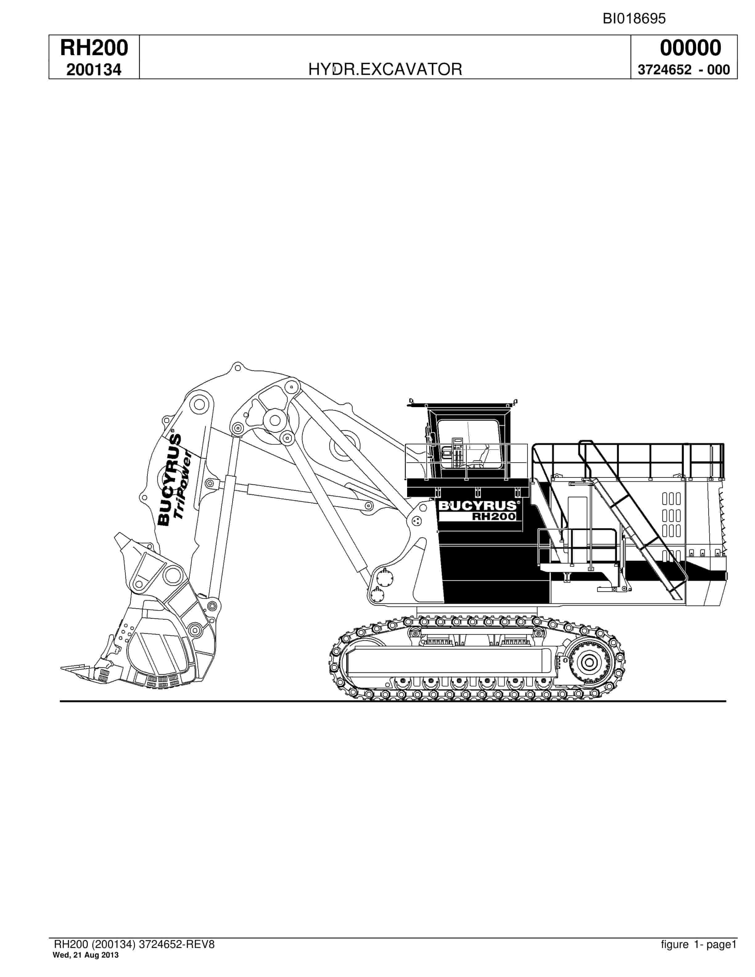 Bucyrus RH200 Hydraulic Excavator Parts Catalog BI018695