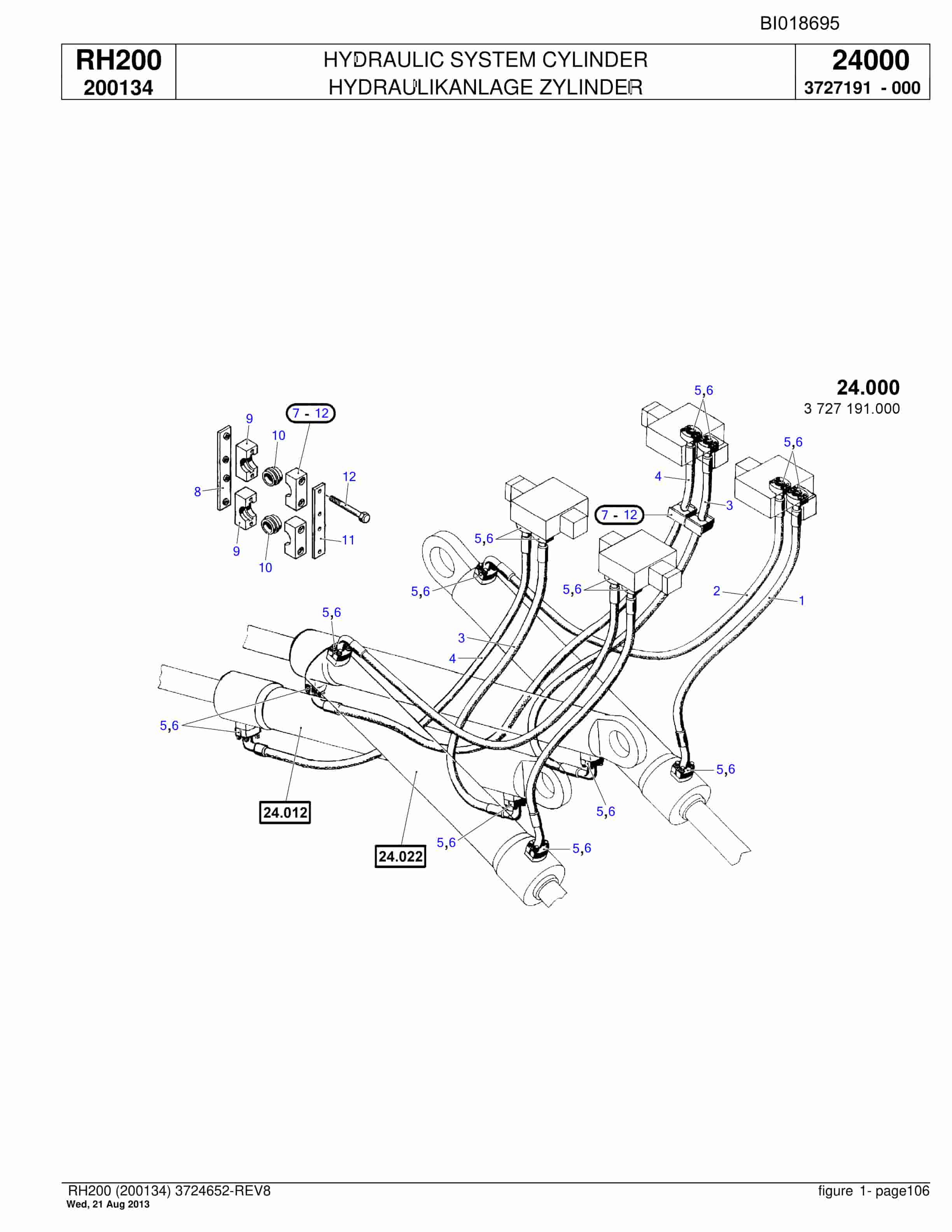 Bucyrus RH200 Hydraulic Excavator Parts Catalog BI018695-3