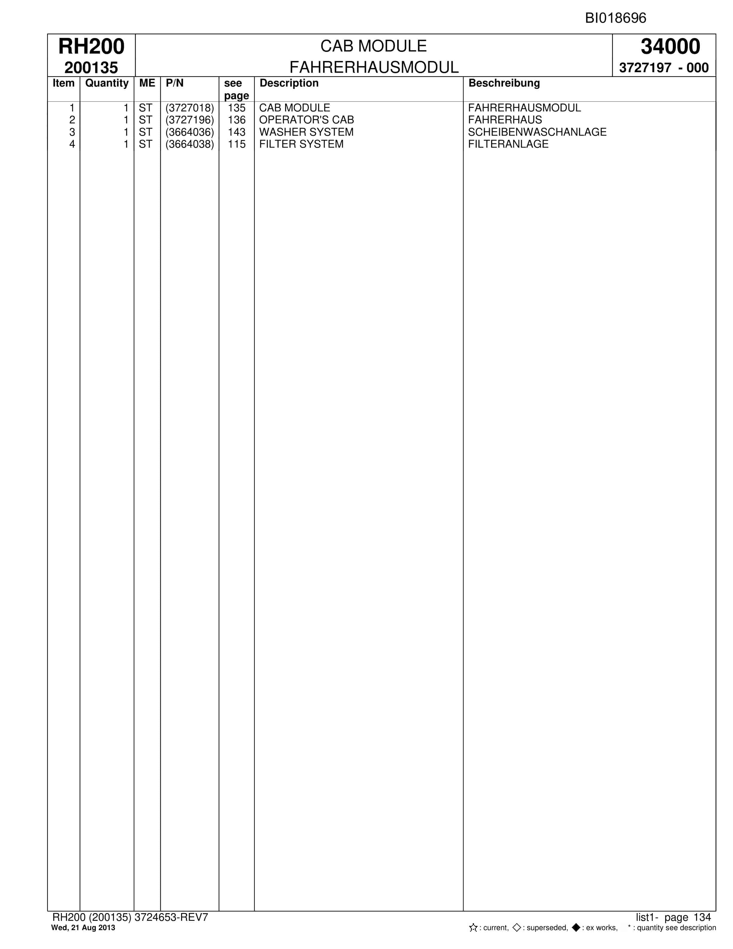 Bucyrus RH200 Hydraulic Excavator Parts Catalog BI018696-5