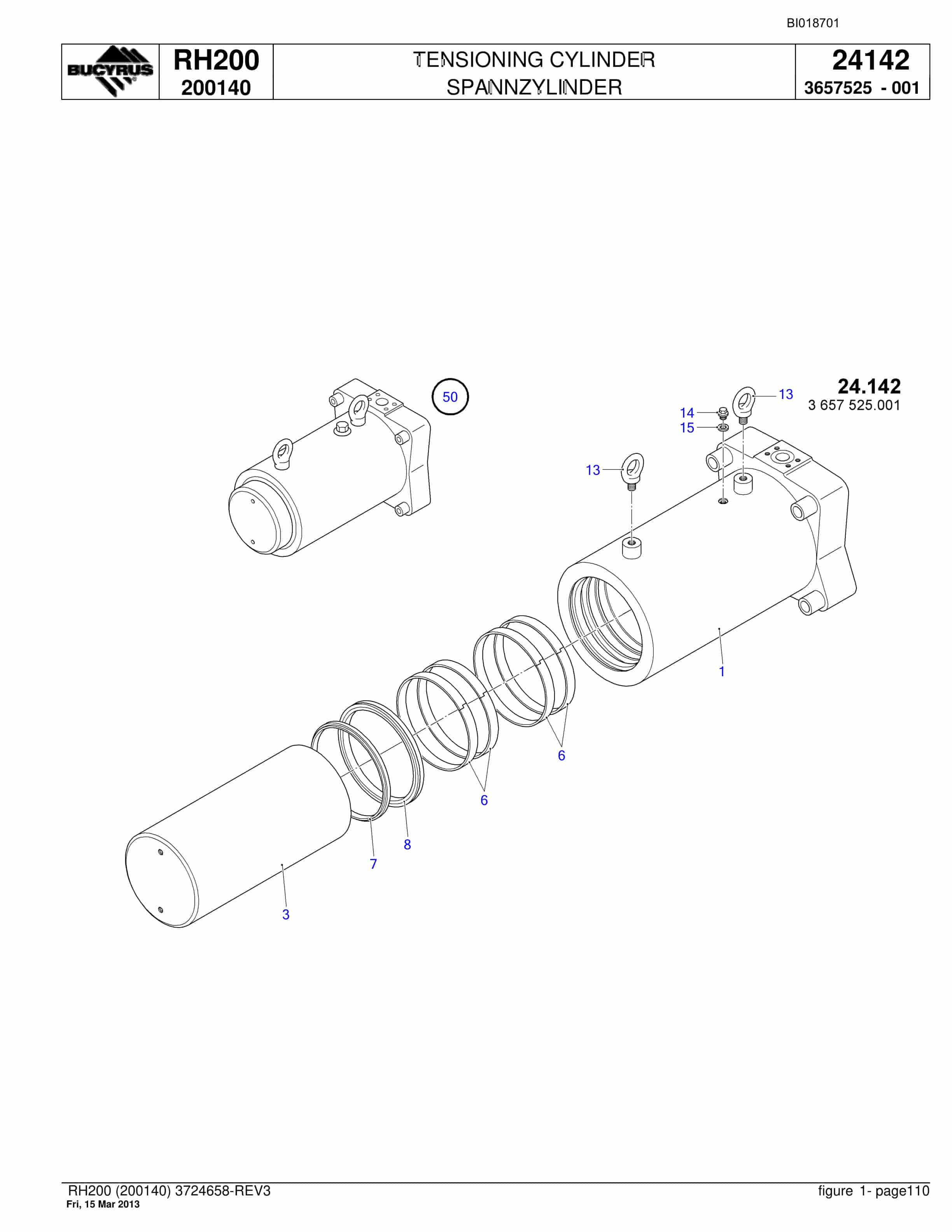 Bucyrus RH200 Hydraulic Excavator Parts Catalog BI018701-3