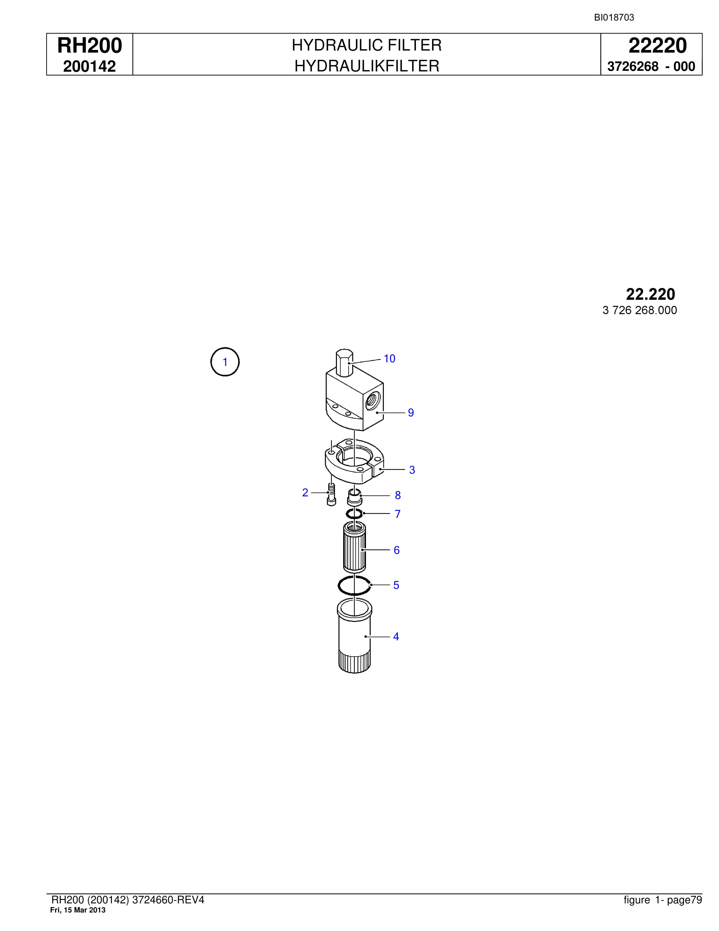 Bucyrus RH200 Hydraulic Excavator Parts Catalog BI018703-2