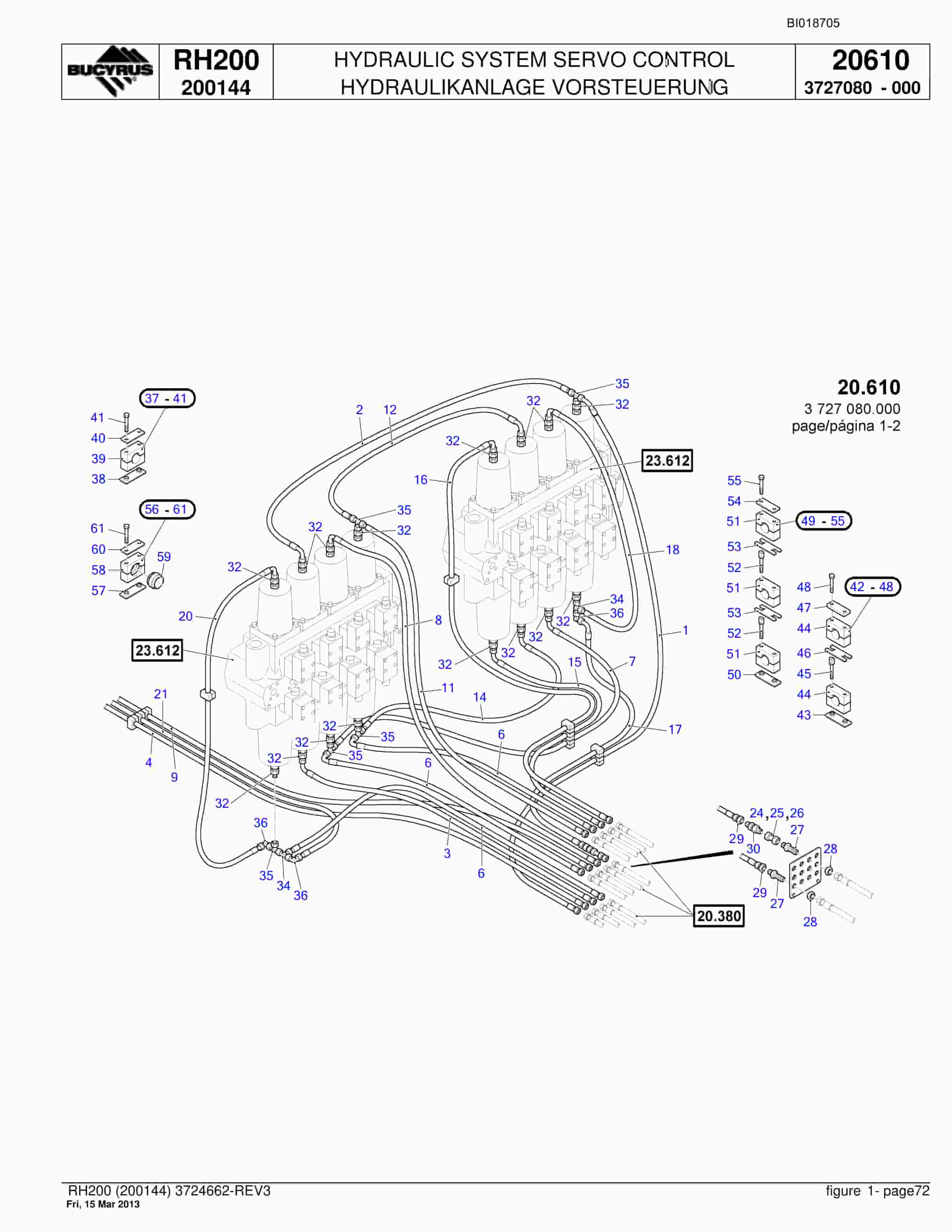 Bucyrus RH200 Hydraulic Excavator Parts Catalog BI018705-2