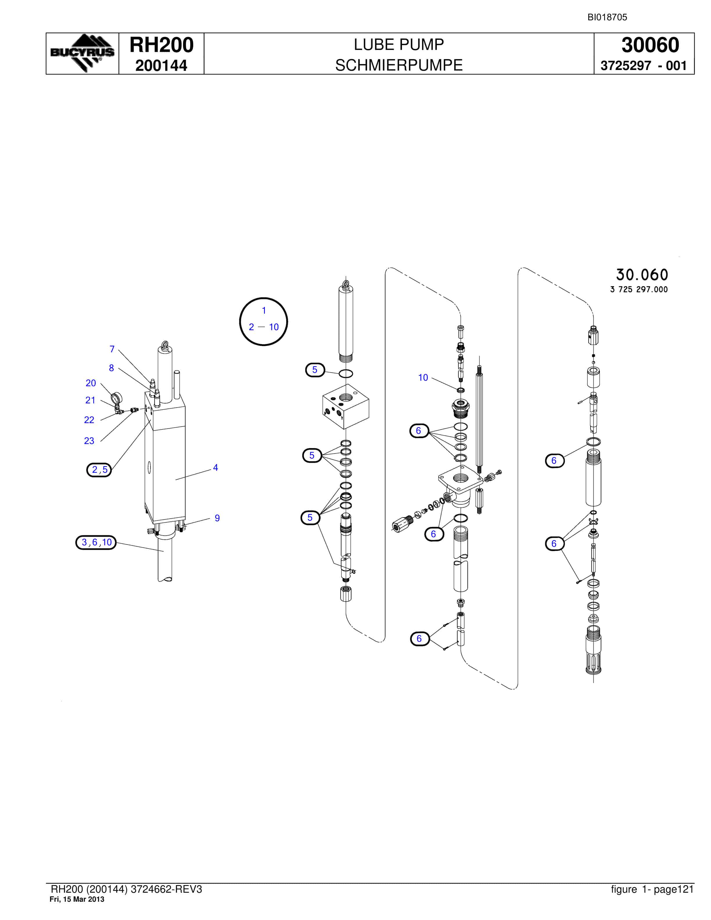 Bucyrus RH200 Hydraulic Excavator Parts Catalog BI018705-4