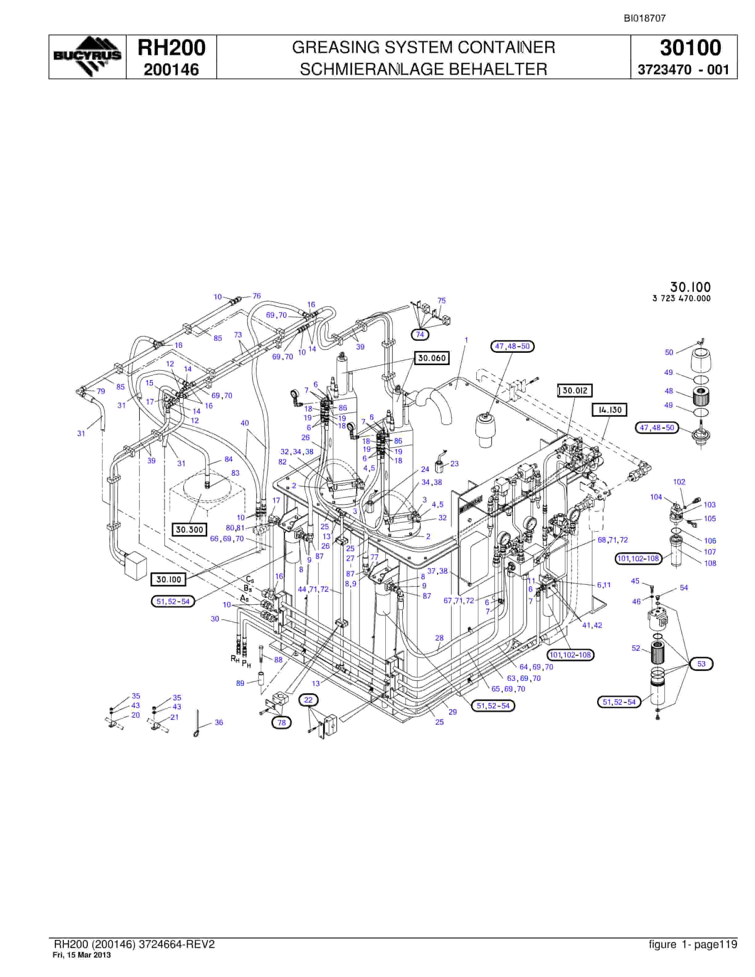 Bucyrus RH200 Hydraulic Excavator Parts Catalog BI018707-4