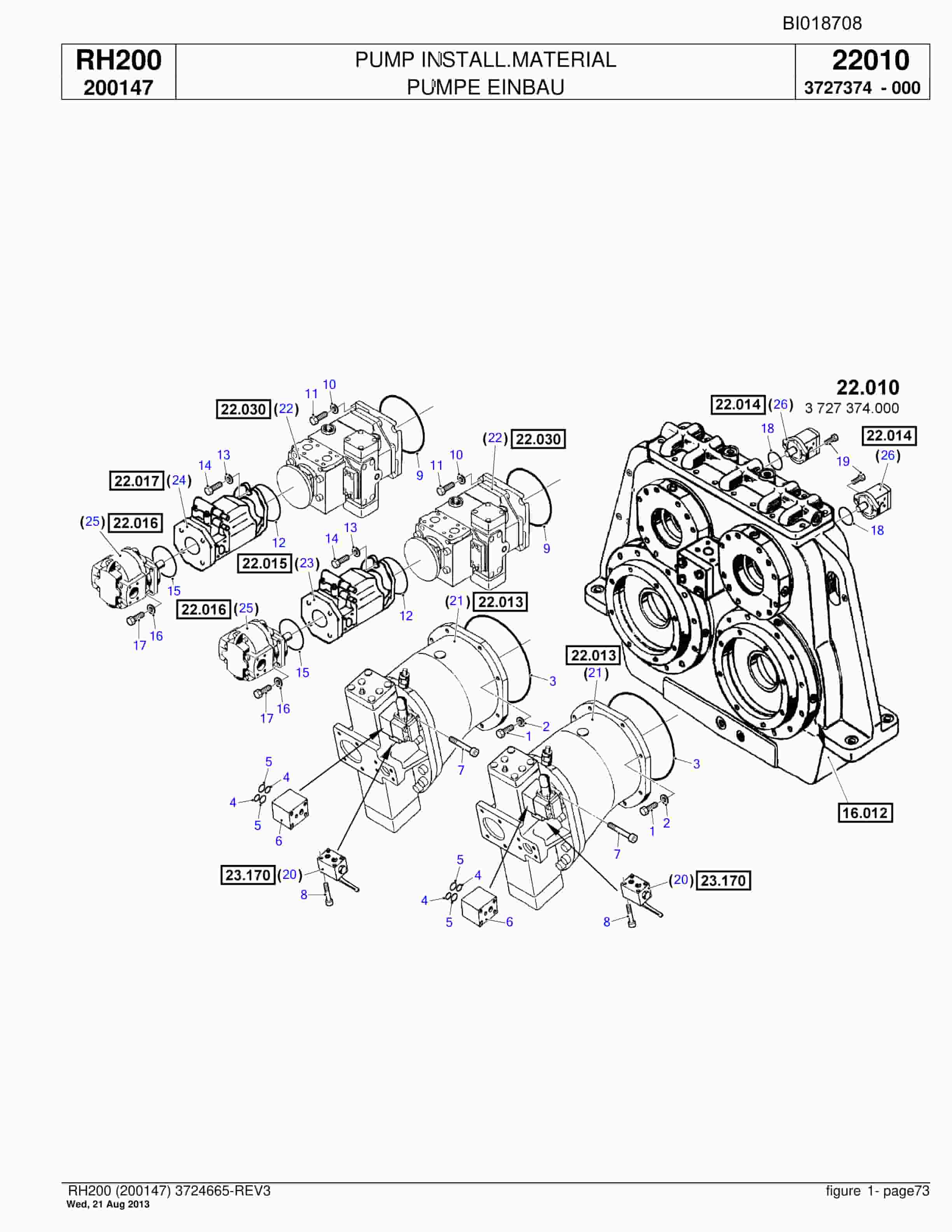 Bucyrus RH200 Hydraulic Excavator Parts Catalog BI018708-2