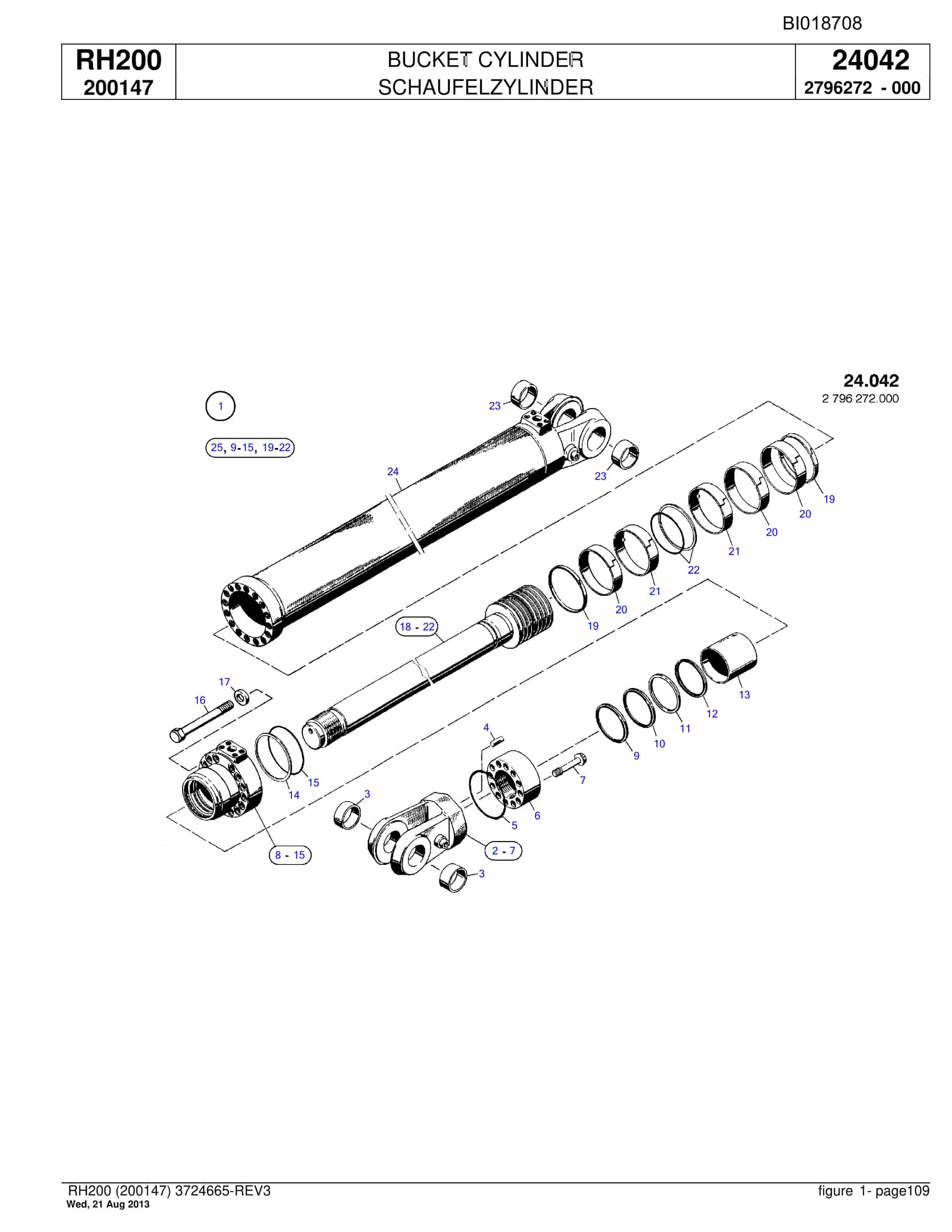 Bucyrus RH200 Hydraulic Excavator Parts Catalog BI018708-3