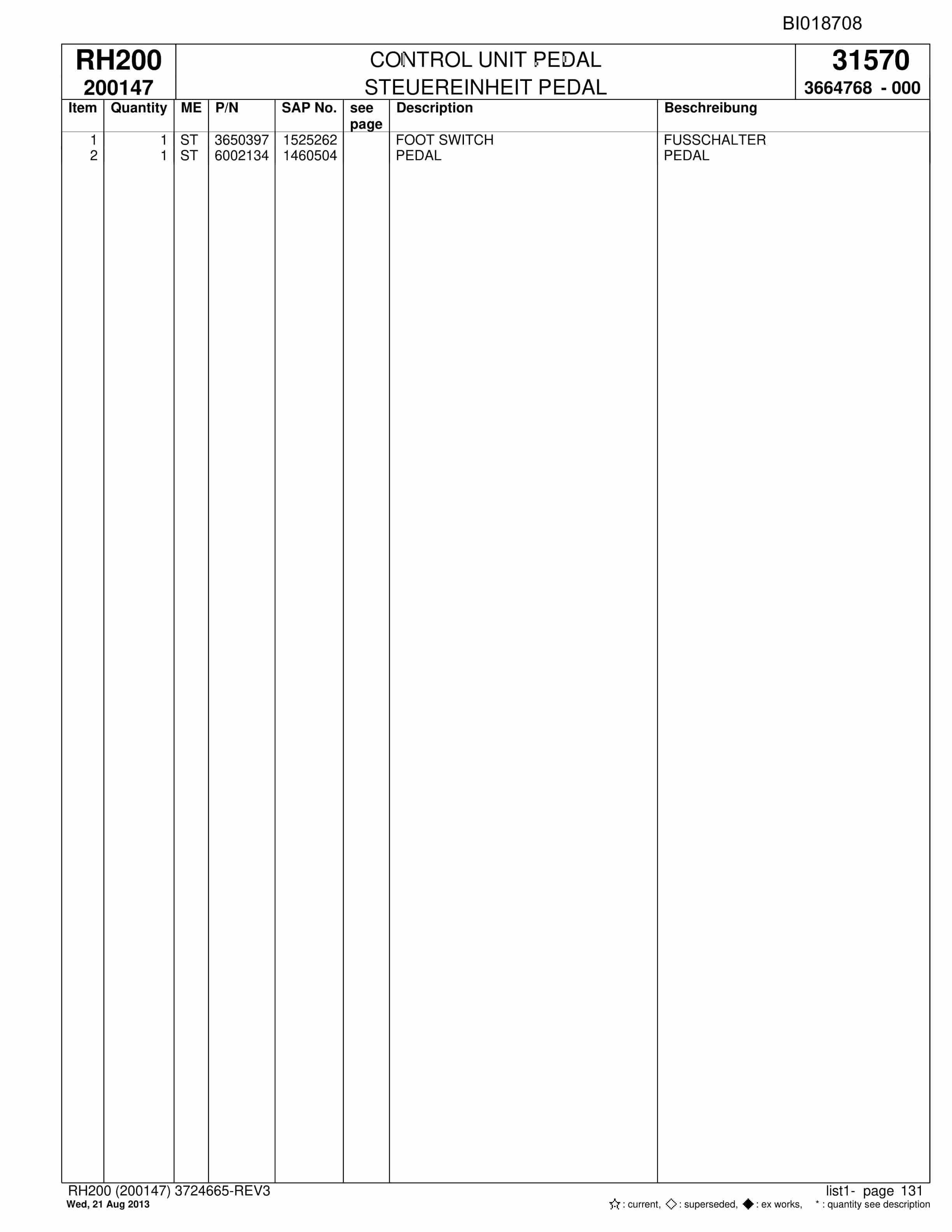 Bucyrus RH200 Hydraulic Excavator Parts Catalog BI018708-5