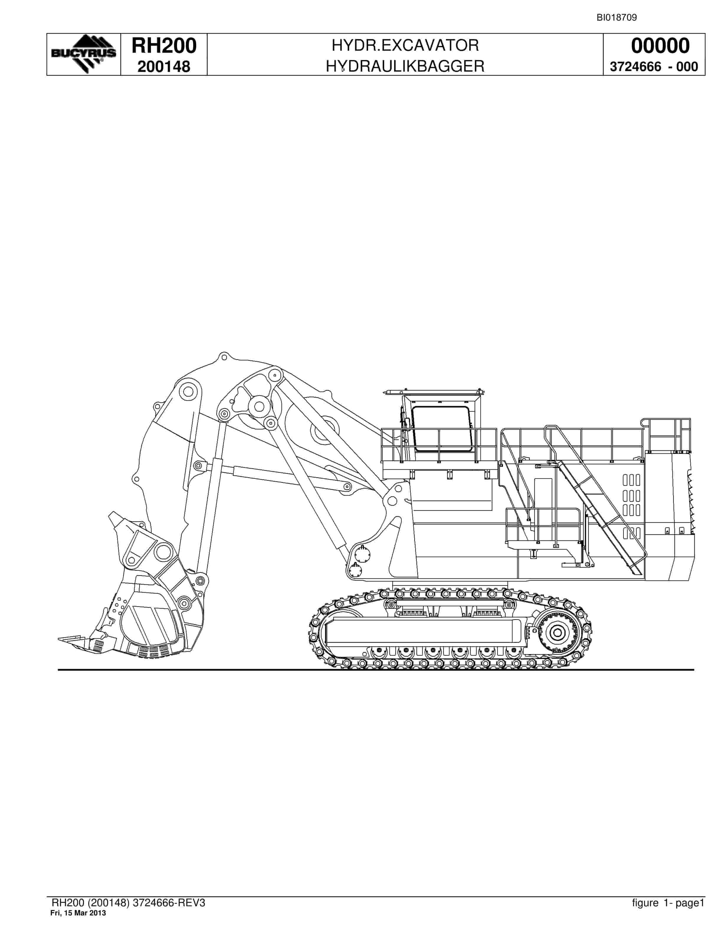 Bucyrus RH200 Hydraulic Excavator Parts Catalog BI018709
