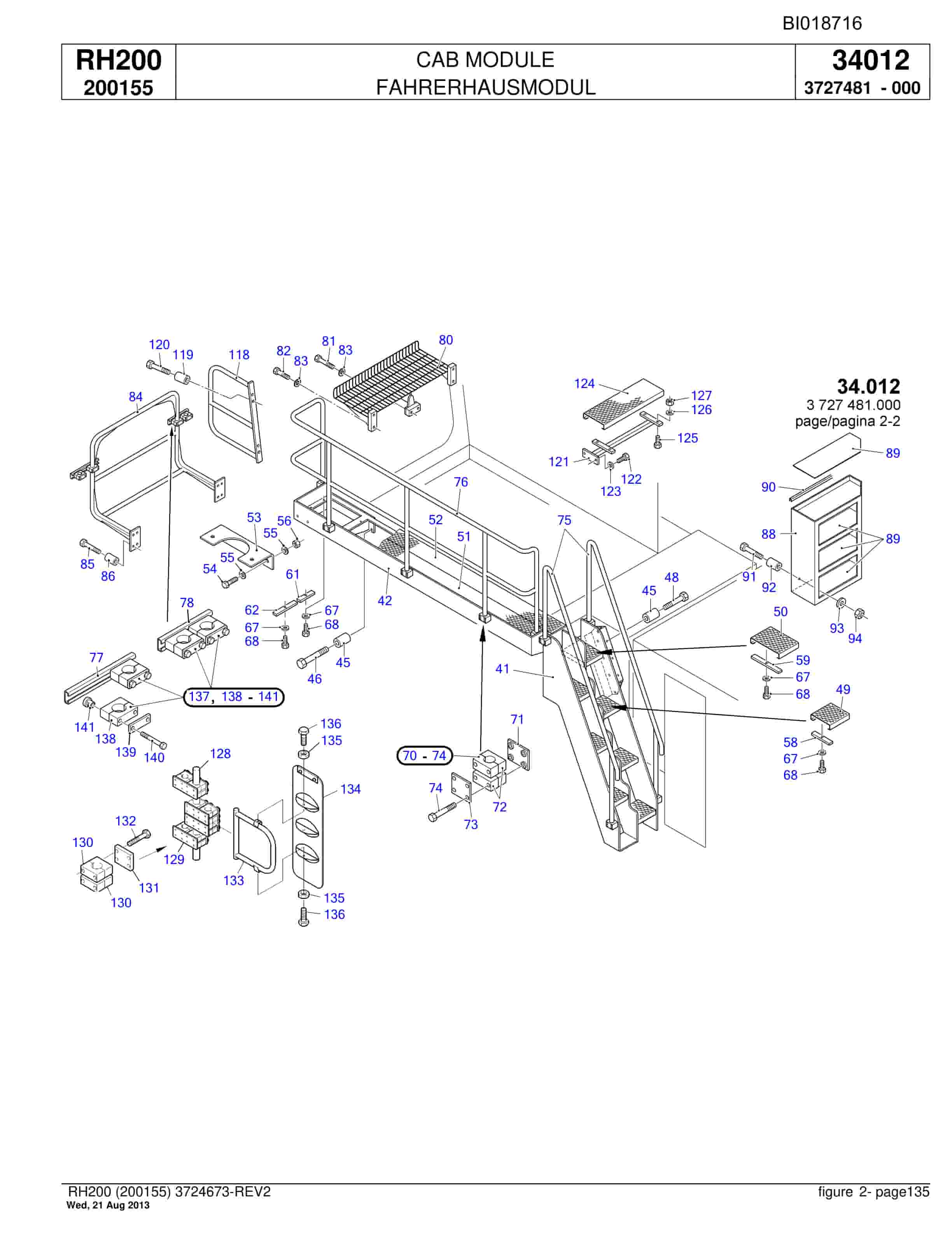 Bucyrus RH200 Hydraulic Excavator Parts Catalog BI018716-5