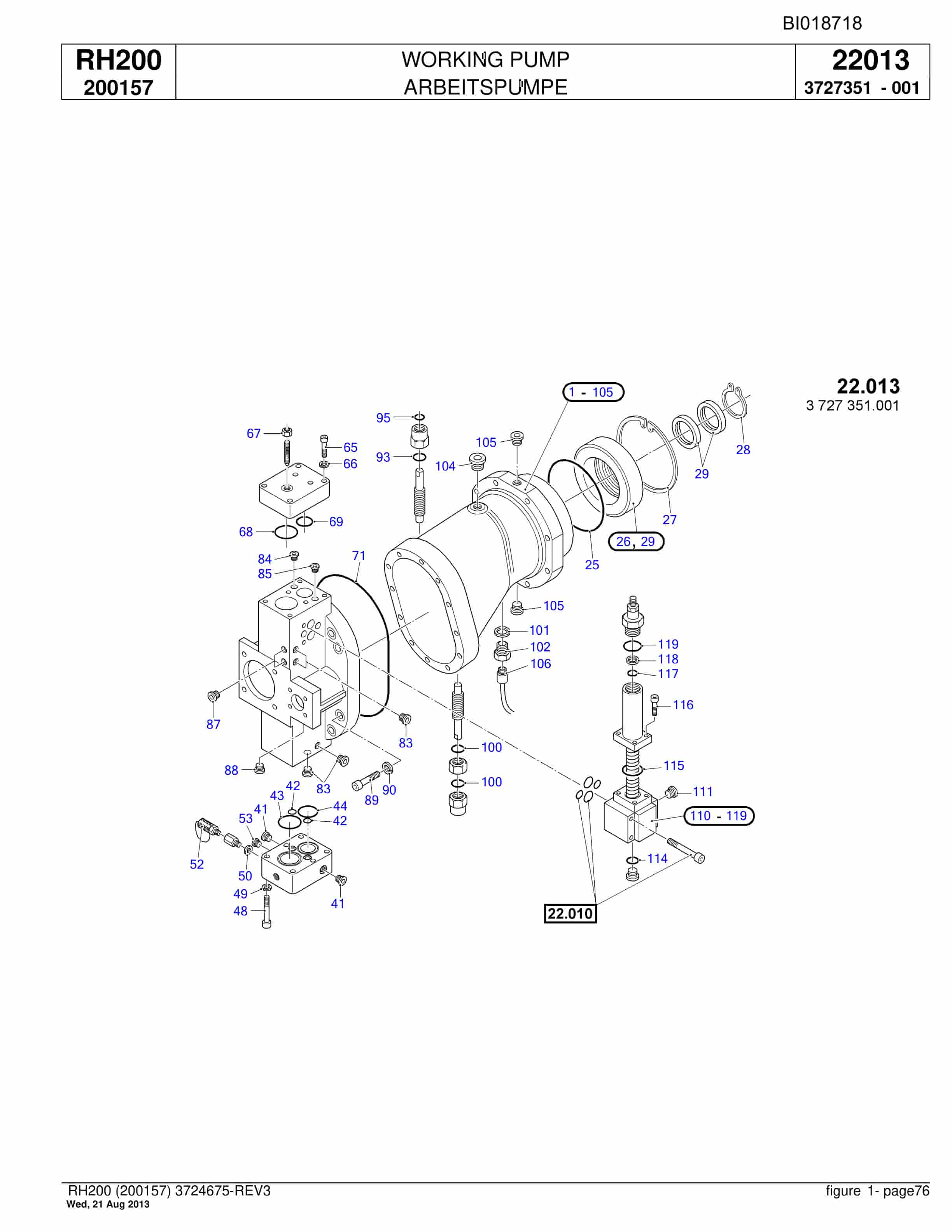 Bucyrus RH200 Hydraulic Excavator Parts Catalog BI018718-2