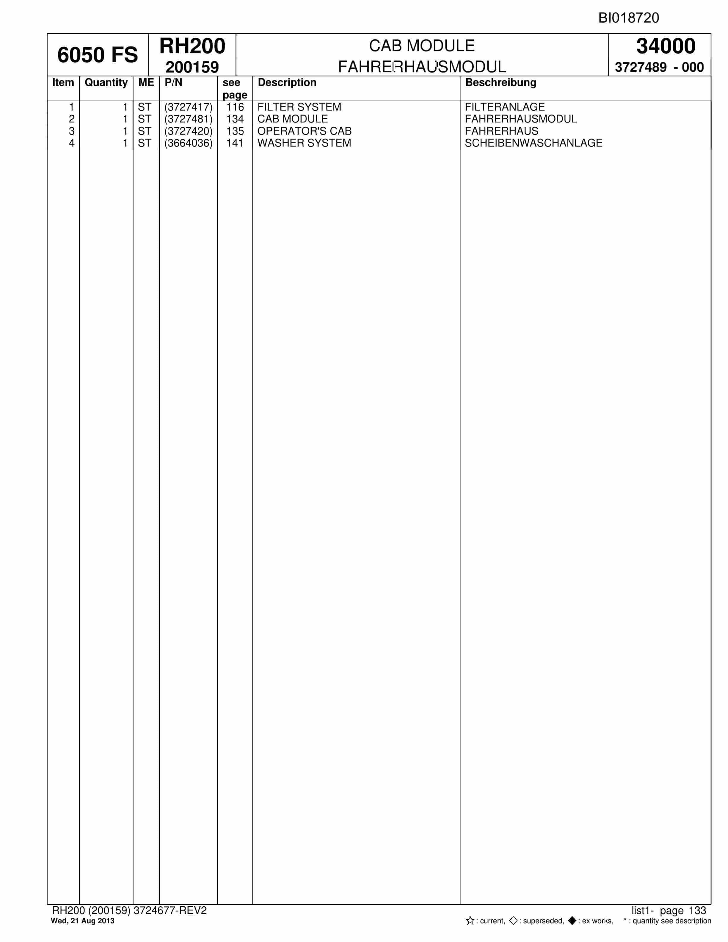 Bucyrus RH200 Hydraulic Excavator Parts Catalog BI018720-5