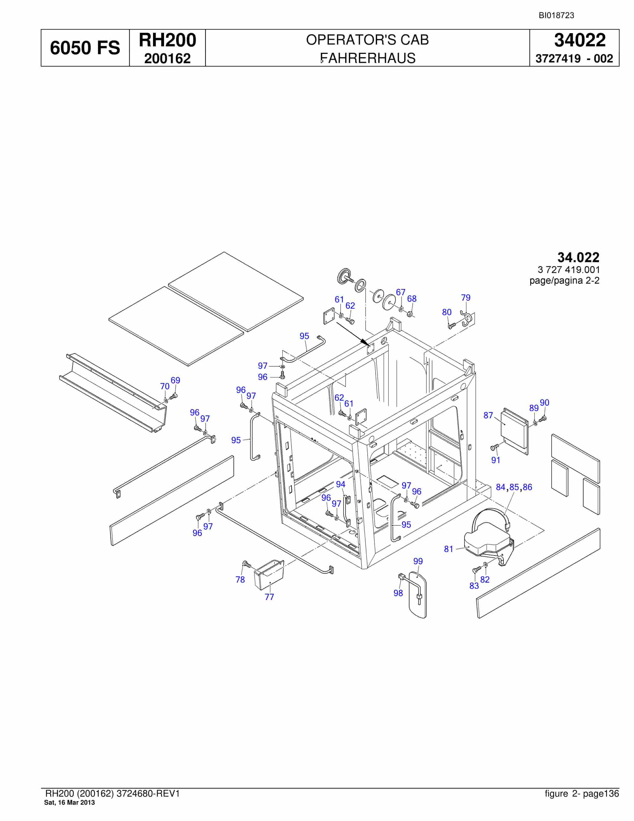 Bucyrus RH200 Hydraulic Excavator Parts Catalog BI018723-5