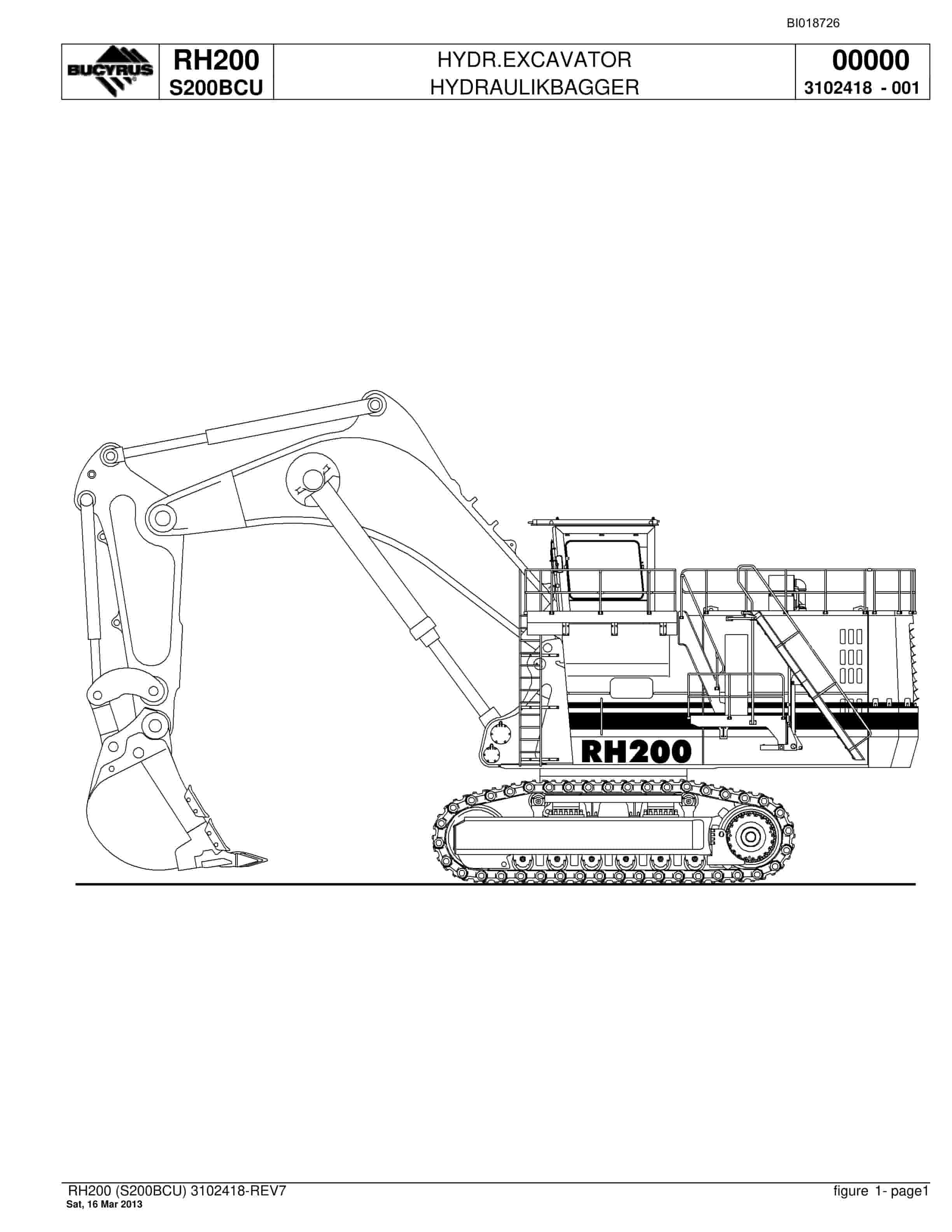 Bucyrus RH200 Hydraulic Excavator Parts Catalog BI018726