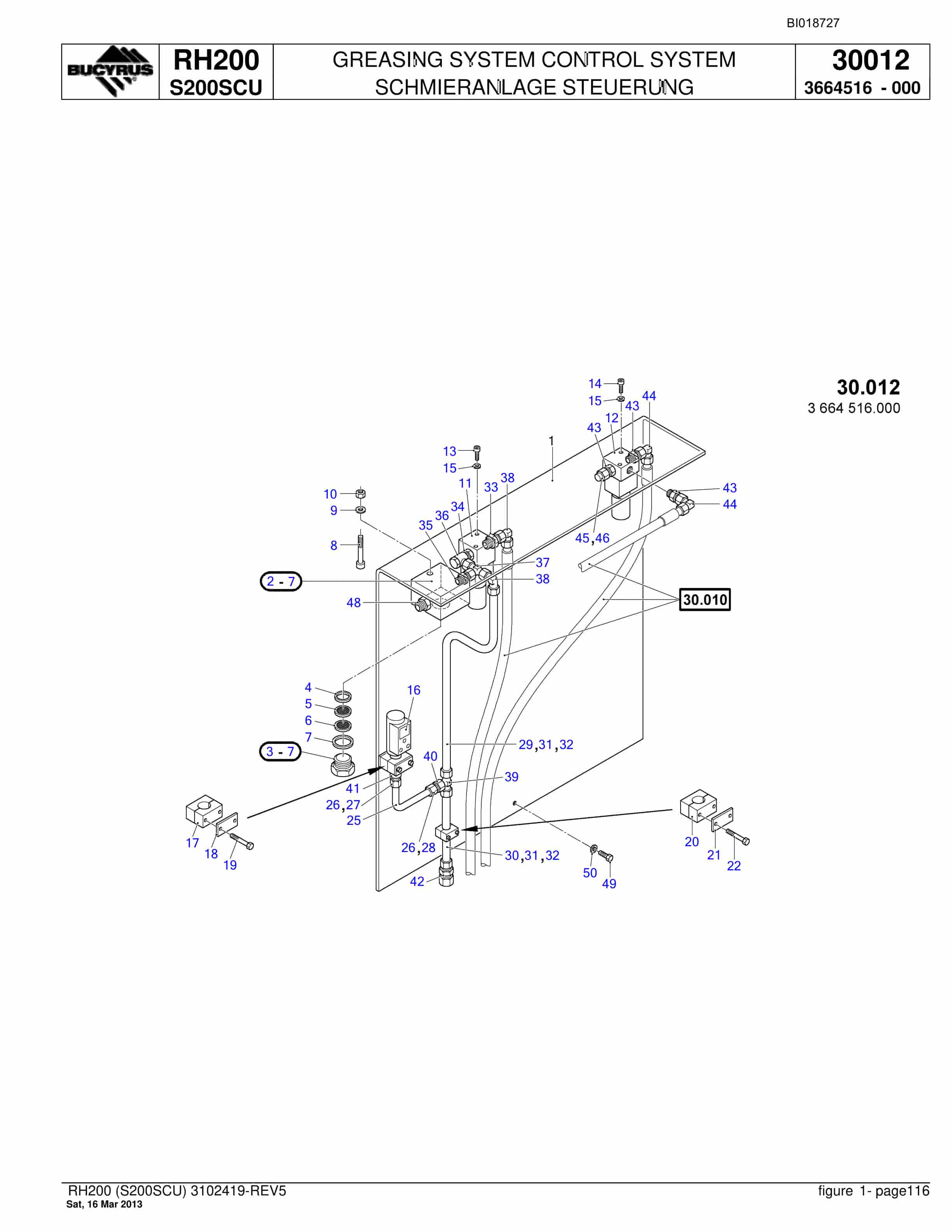 Bucyrus RH200 Hydraulic Excavator Parts Catalog BI018727-4
