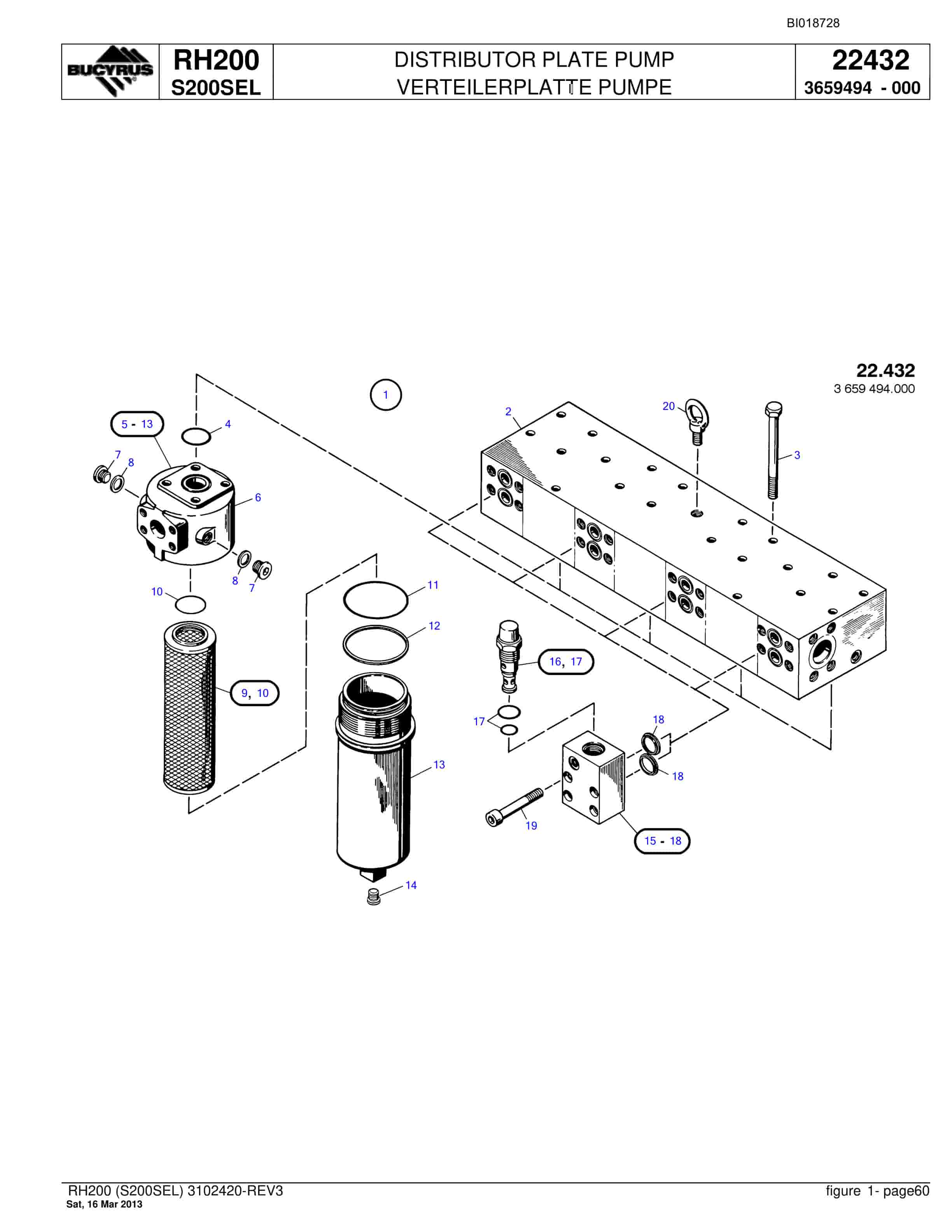 Bucyrus RH200 Hydraulic Excavator Parts Catalog BI018728-2