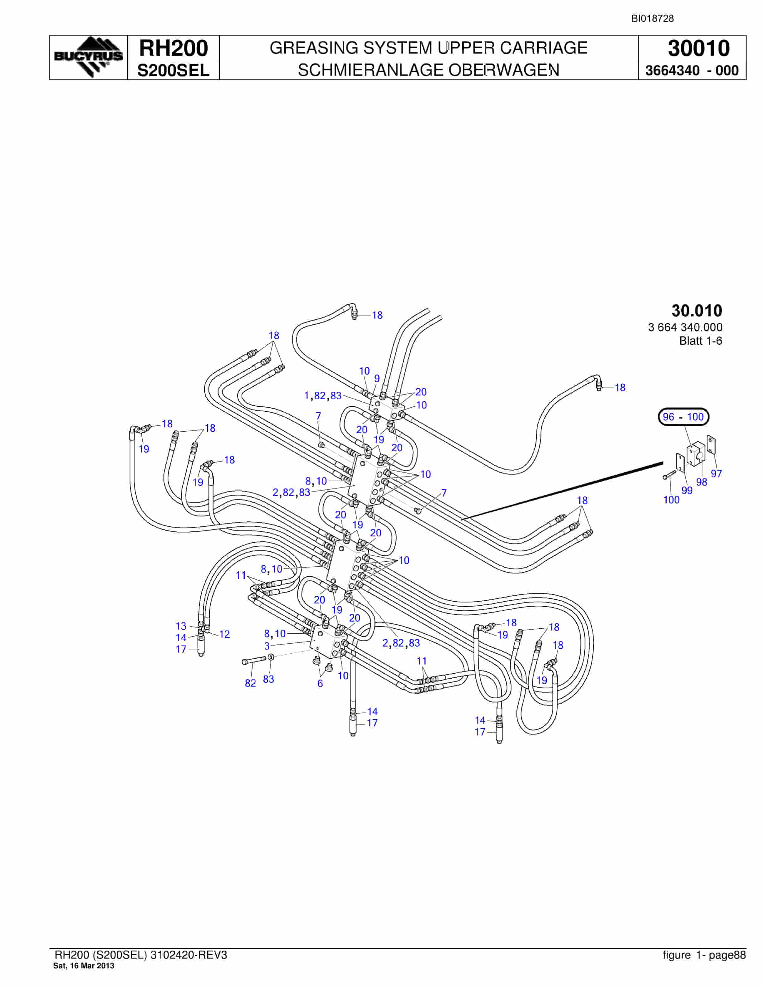 Bucyrus RH200 Hydraulic Excavator Parts Catalog BI018728-3