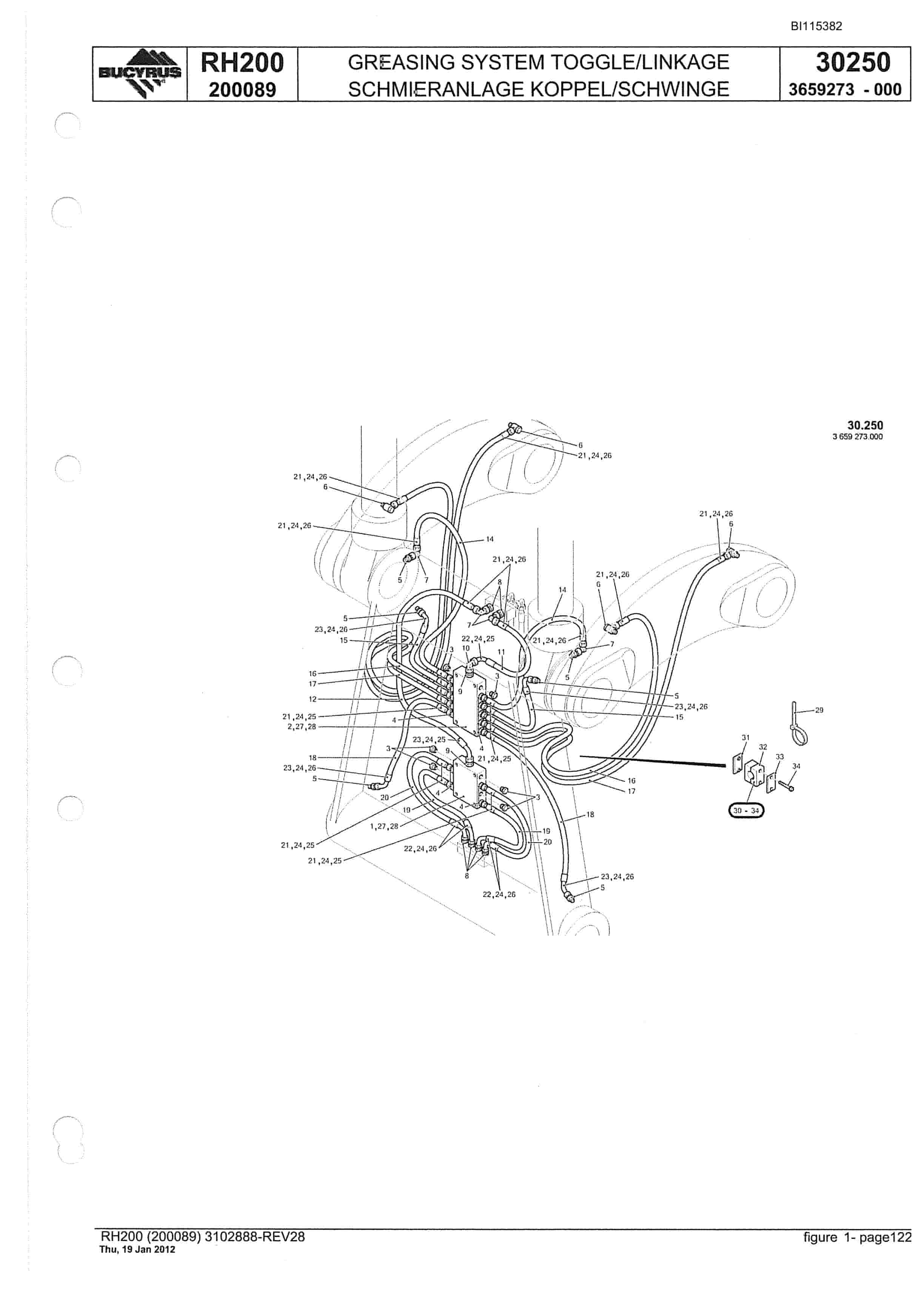 Bucyrus RH200 Hydraulic Excavator Parts Catalog BI115382-4