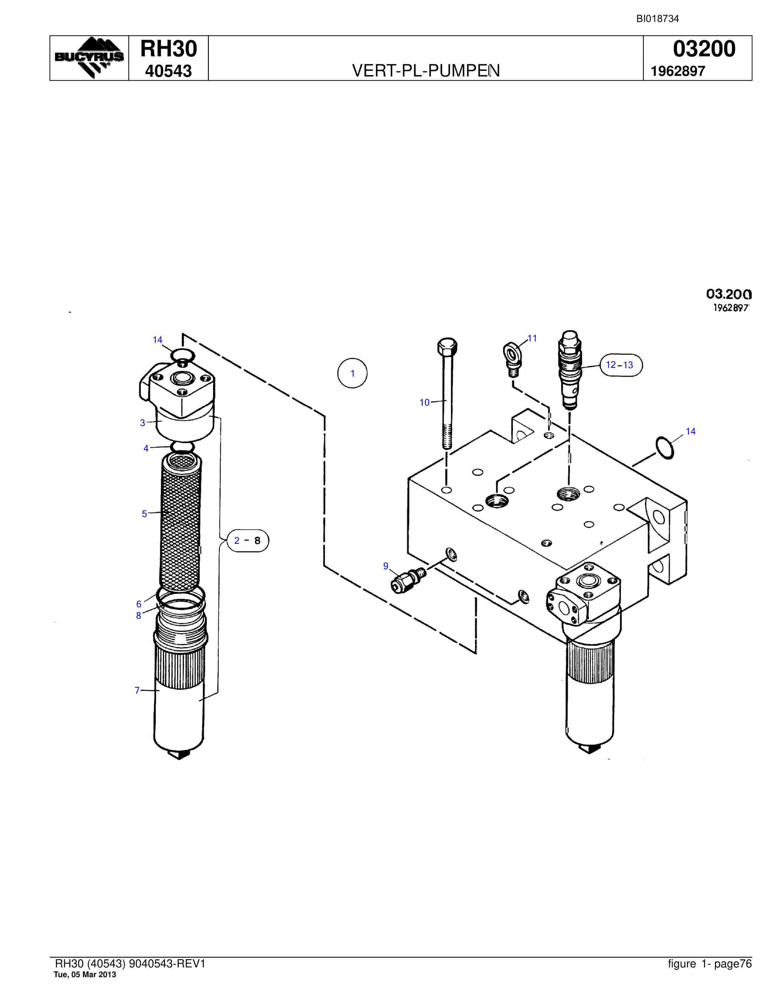 Bucyrus RH30 Hydraulic Excavator Parts Catalog BI018734-4
