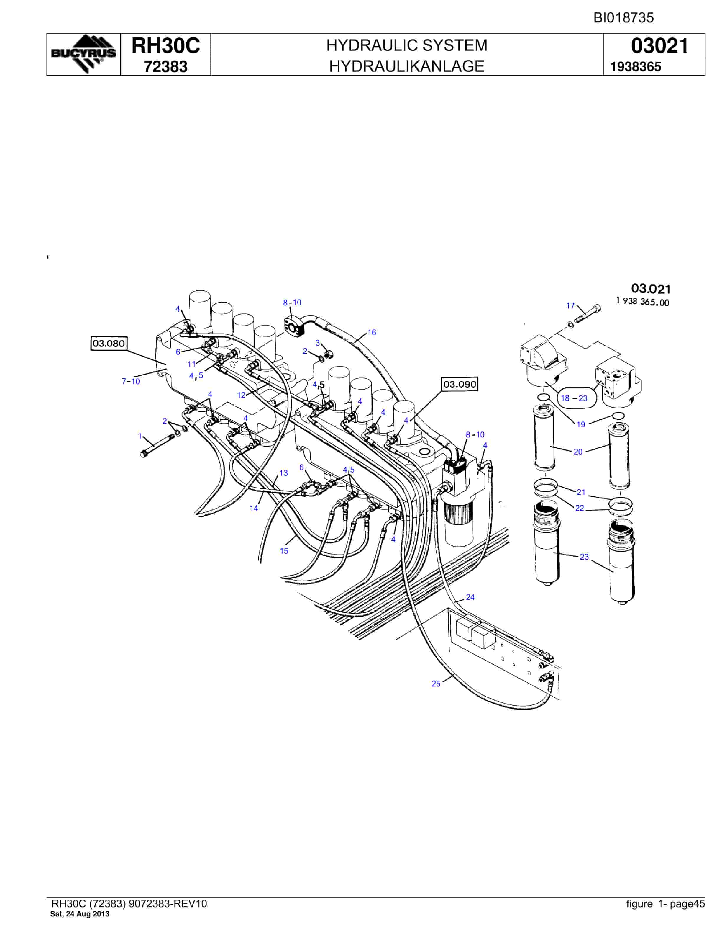 Bucyrus RH30C Hydraulic Excavator Parts Catalog BI018735-2