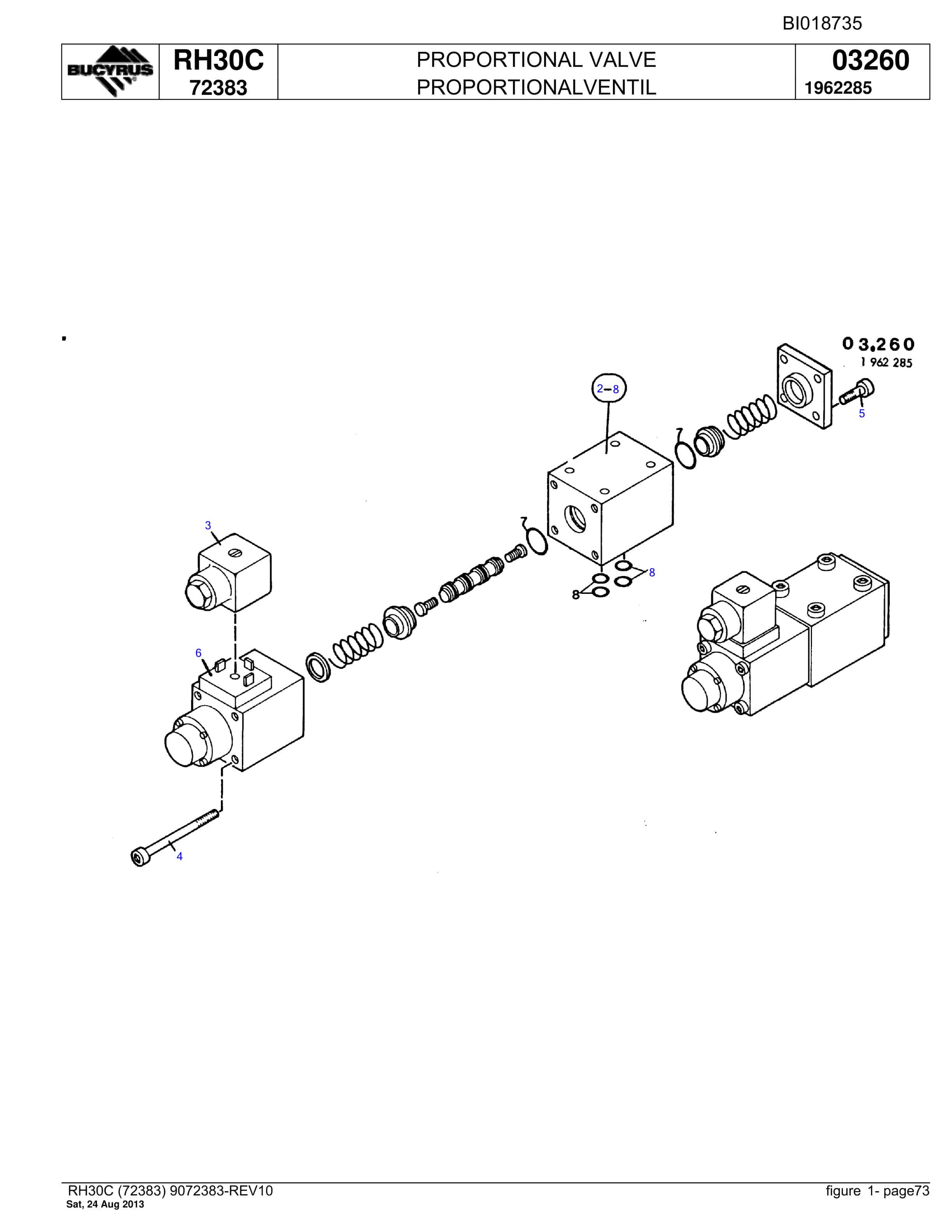 Bucyrus RH30C Hydraulic Excavator Parts Catalog BI018735-5