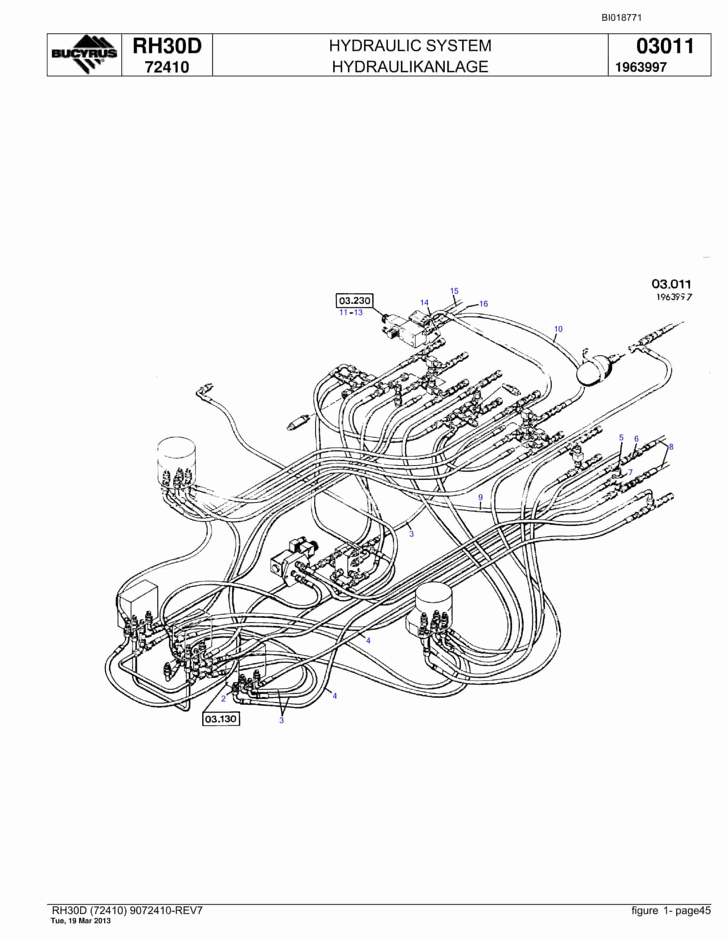 Bucyrus RH30D Hydraulic Excavator Parts Catalog BI018771-2