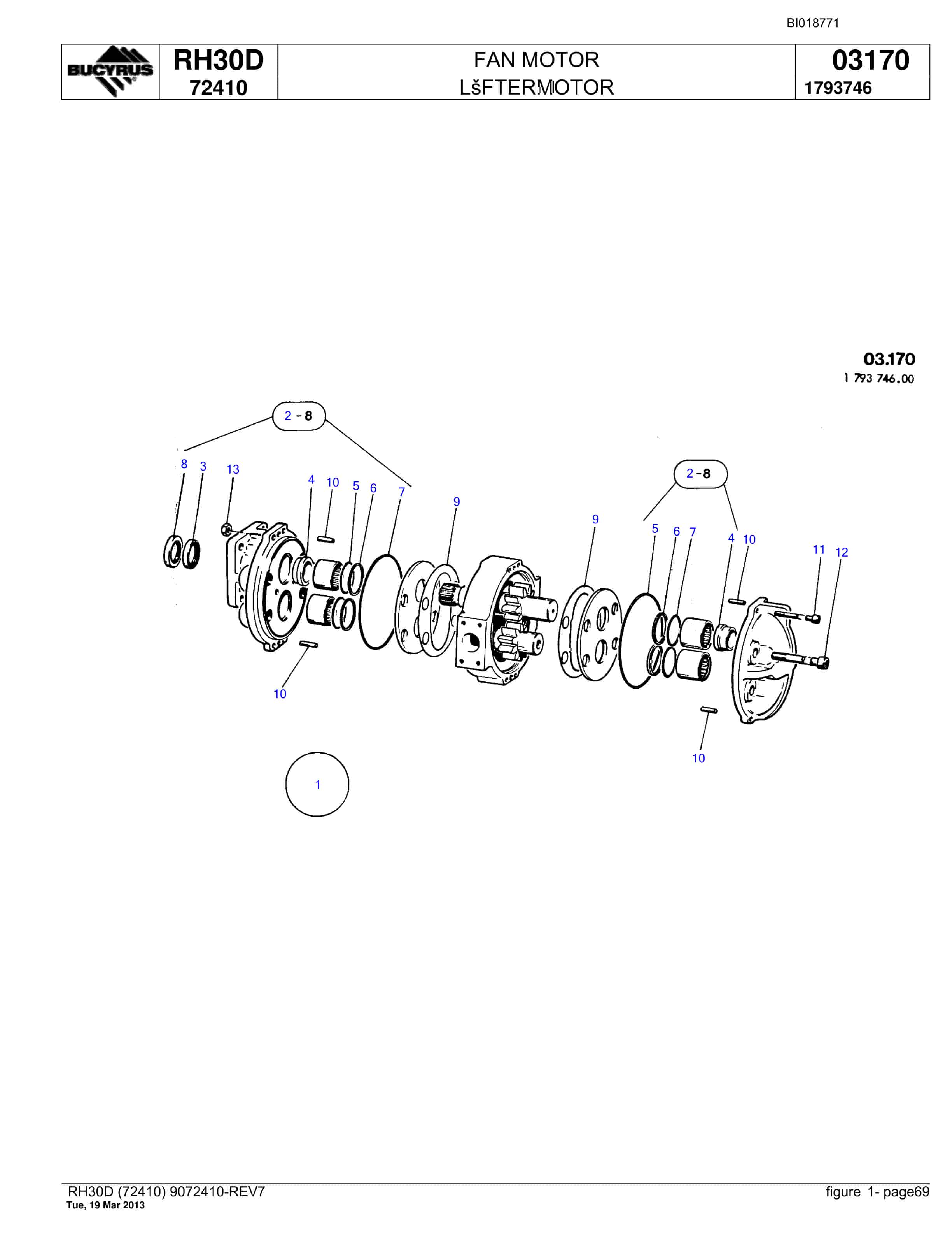 Bucyrus RH30D Hydraulic Excavator Parts Catalog BI018771-4