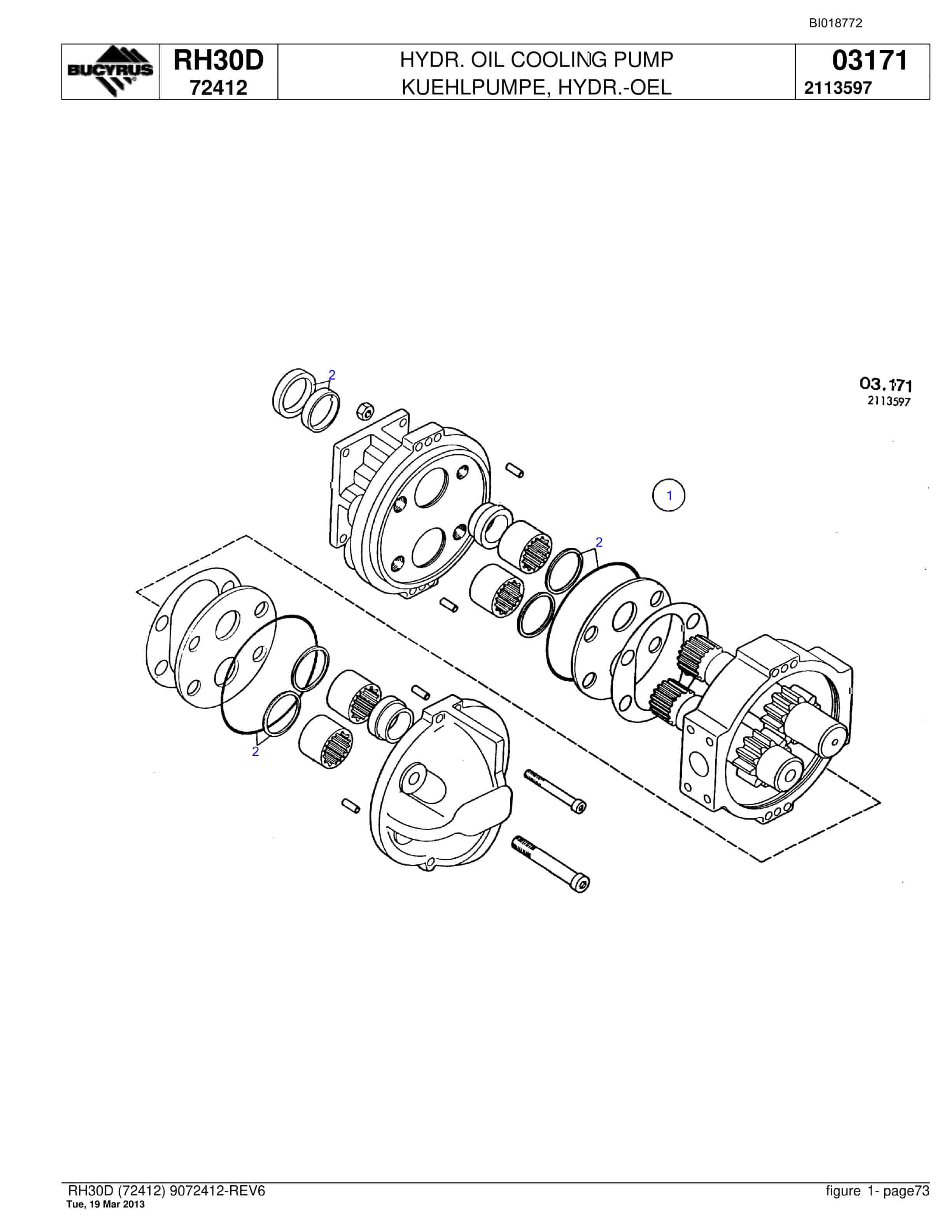 Bucyrus RH30D Hydraulic Excavator Parts Catalog BI018772-4