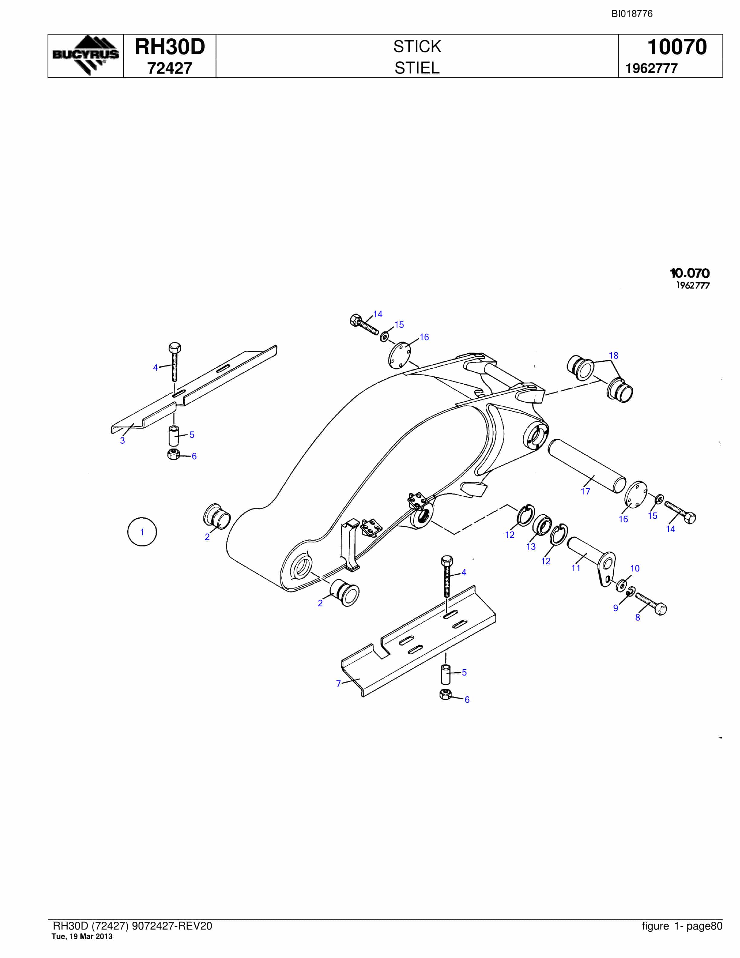 Bucyrus RH30D Hydraulic Excavator Parts Catalog BI018776-5