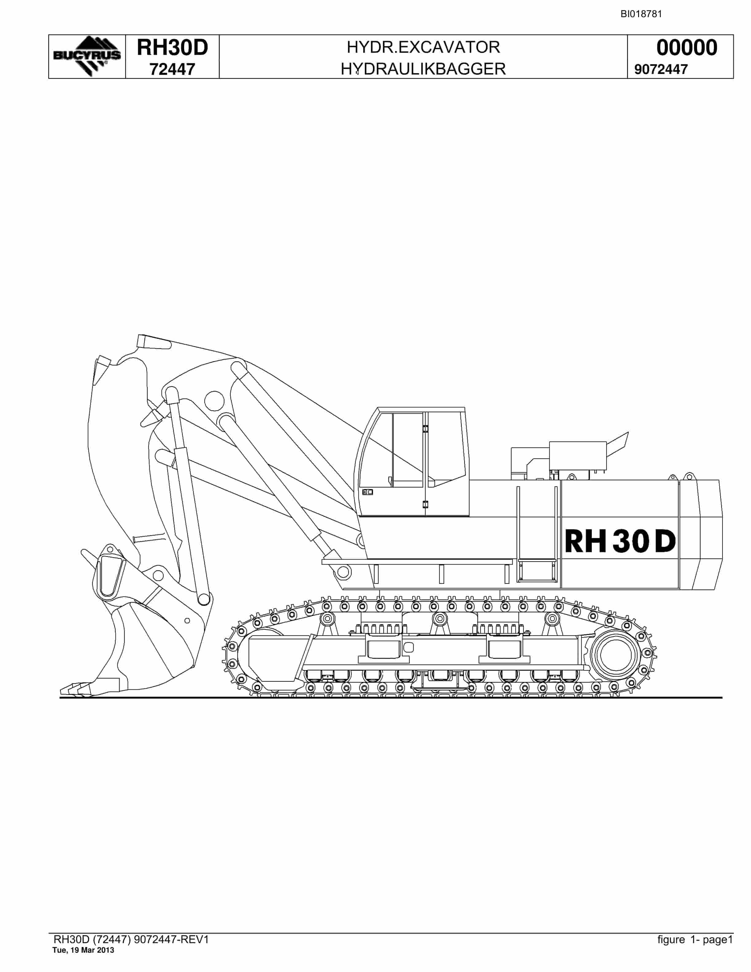 Bucyrus RH30D Hydraulic Excavator Parts Catalog BI018781