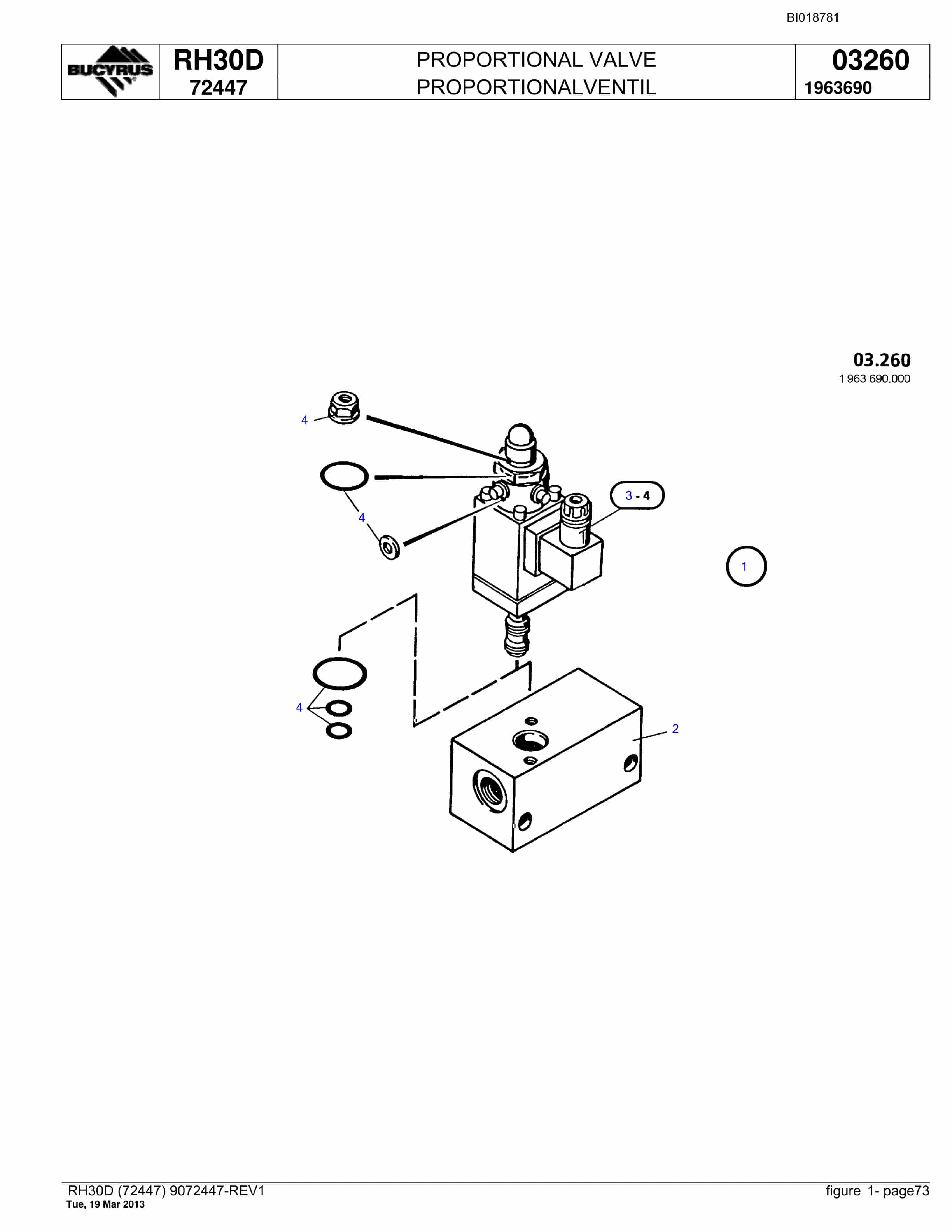 Bucyrus RH30D Hydraulic Excavator Parts Catalog BI018781-5
