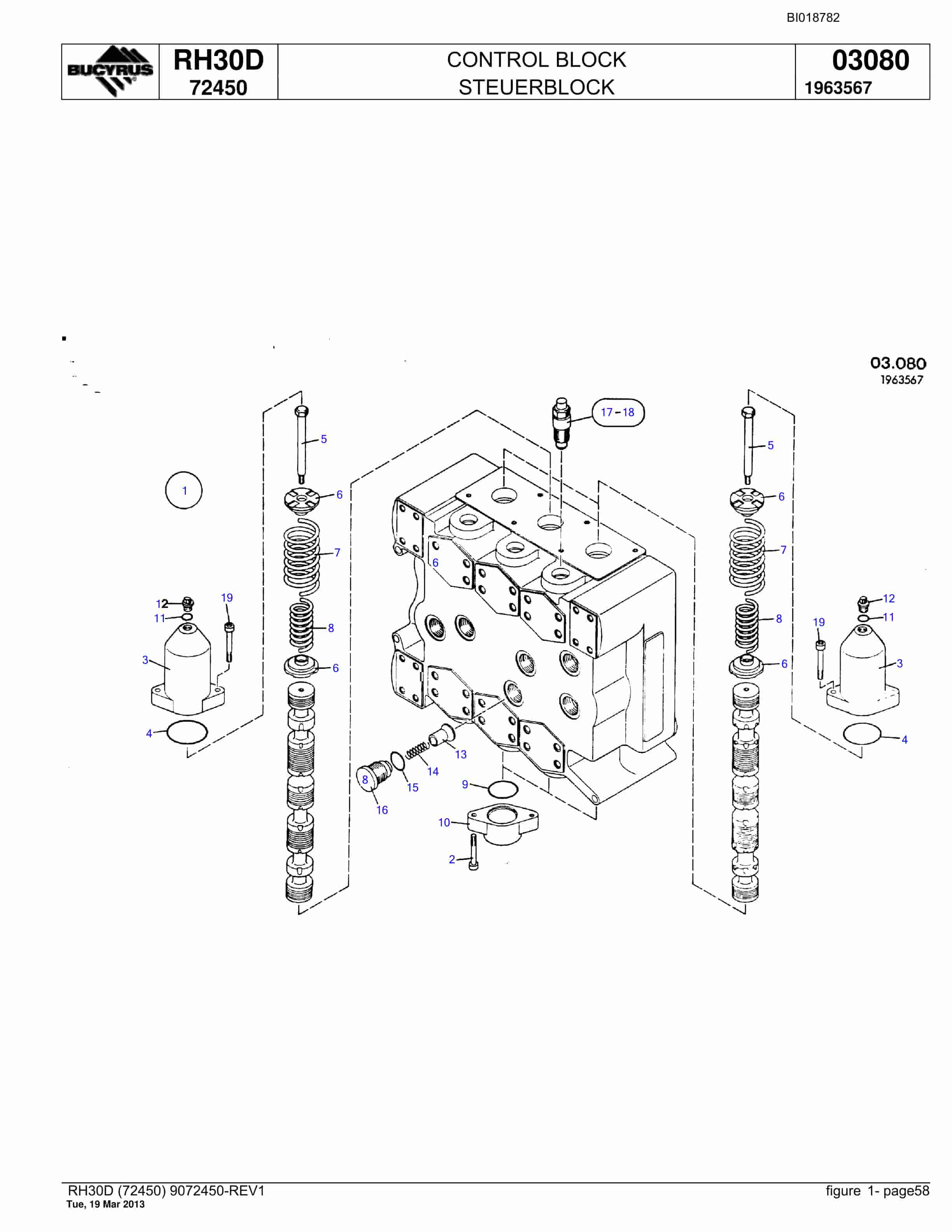 Bucyrus RH30D Hydraulic Excavator Parts Catalog BI018782-3