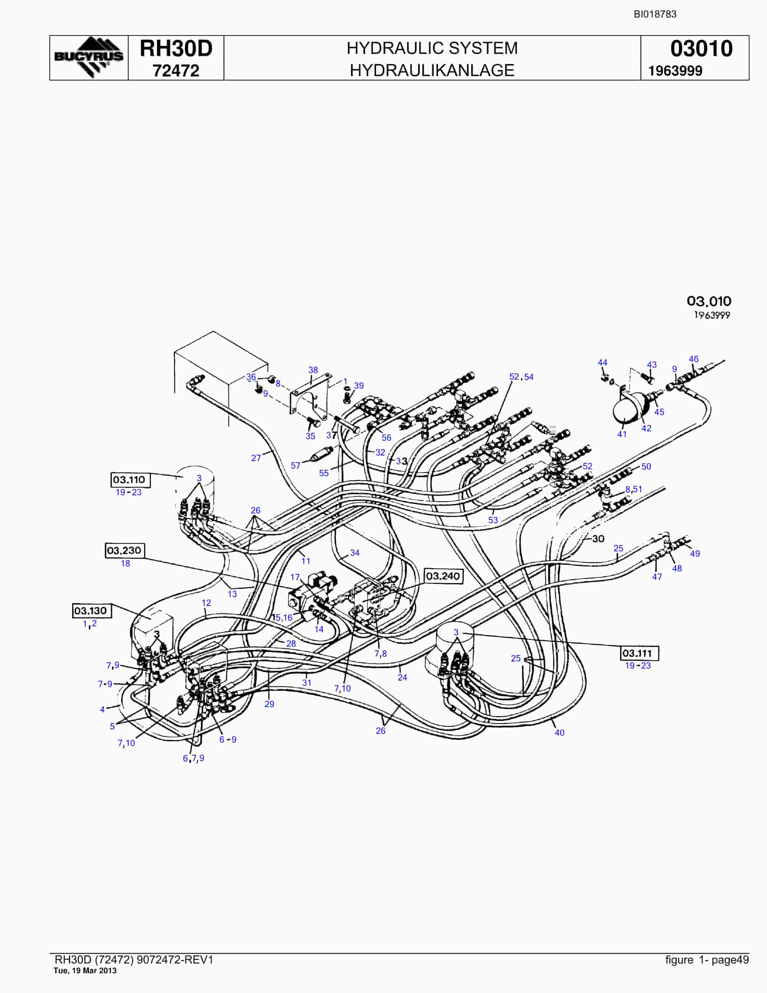 Bucyrus RH30D Hydraulic Excavator Parts Catalog BI018783-2