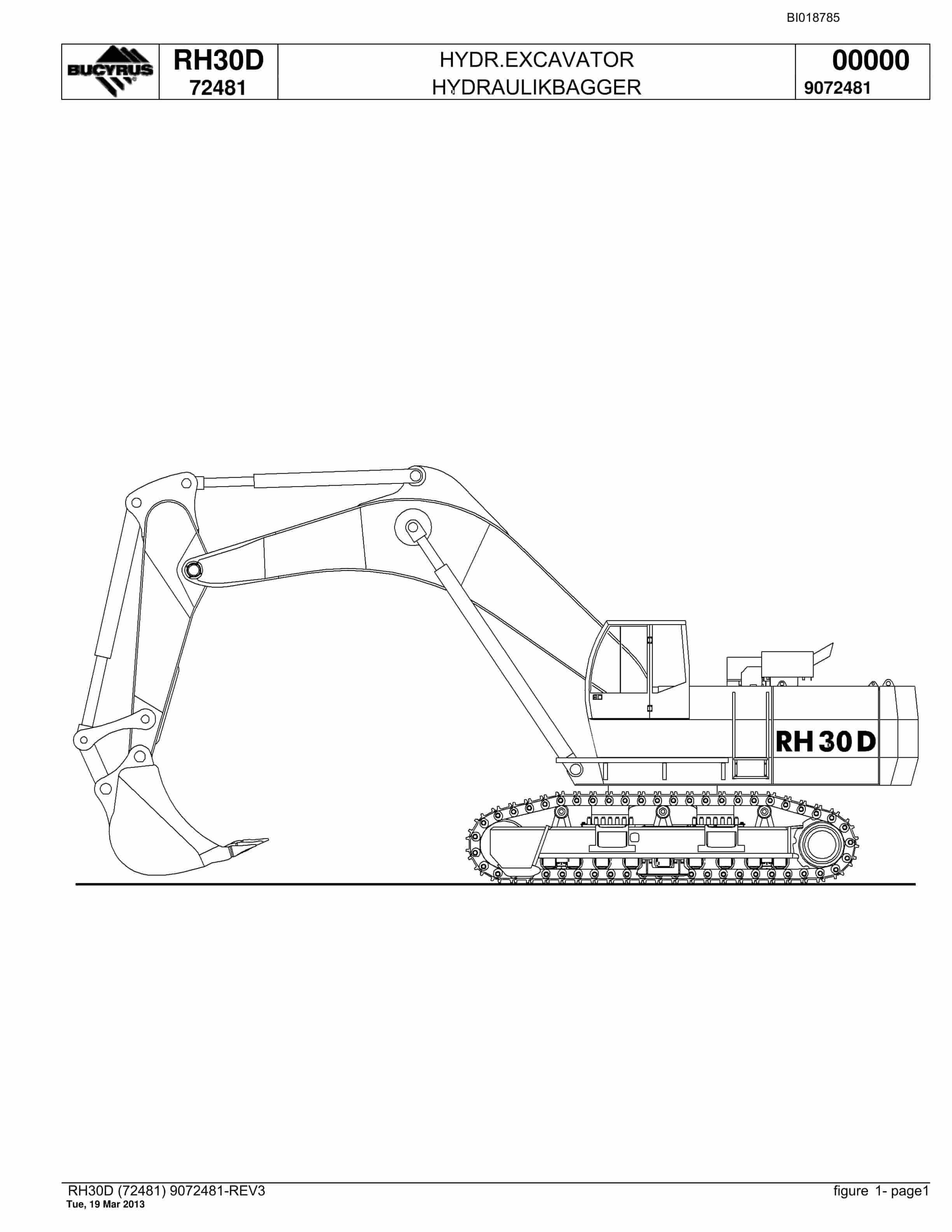 Bucyrus RH30D Hydraulic Excavator Parts Catalog BI018785