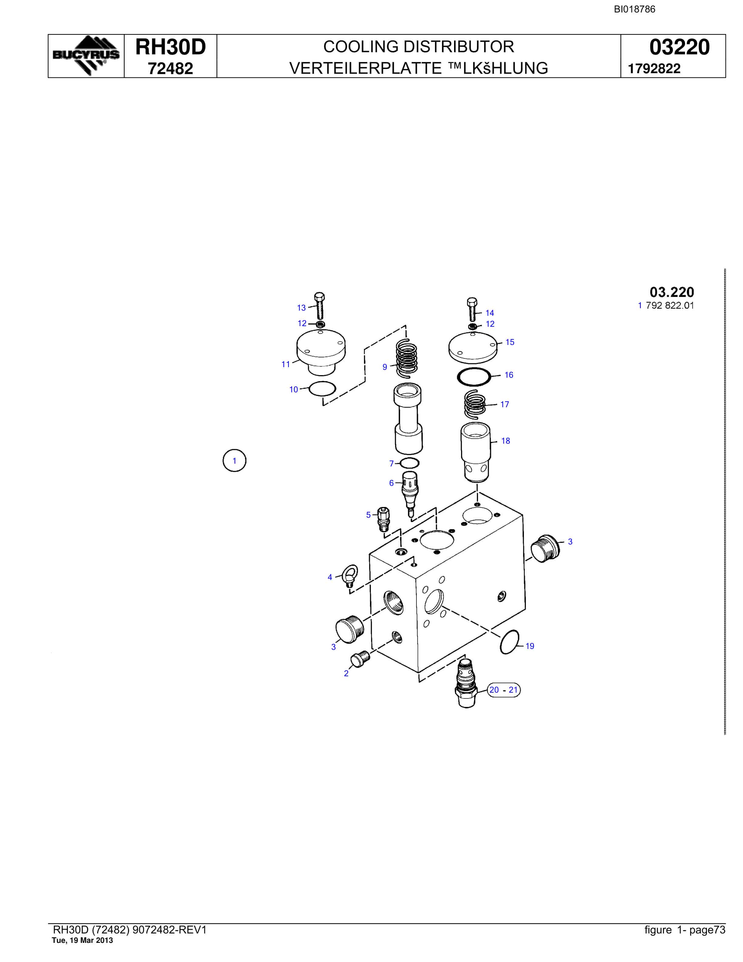 Bucyrus RH30D Hydraulic Excavator Parts Catalog BI018786-5