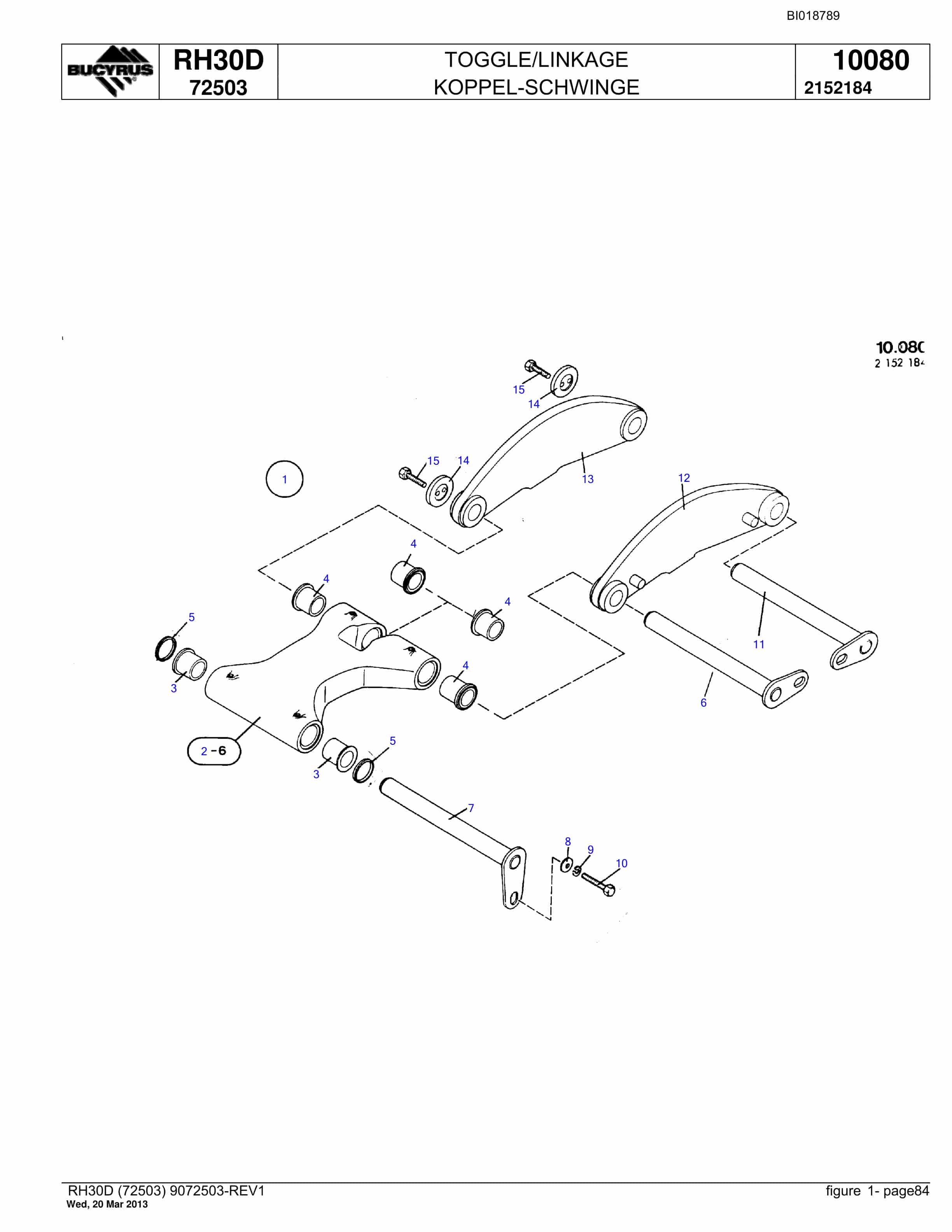 Bucyrus RH30D Hydraulic Excavator Parts Catalog BI018789-4
