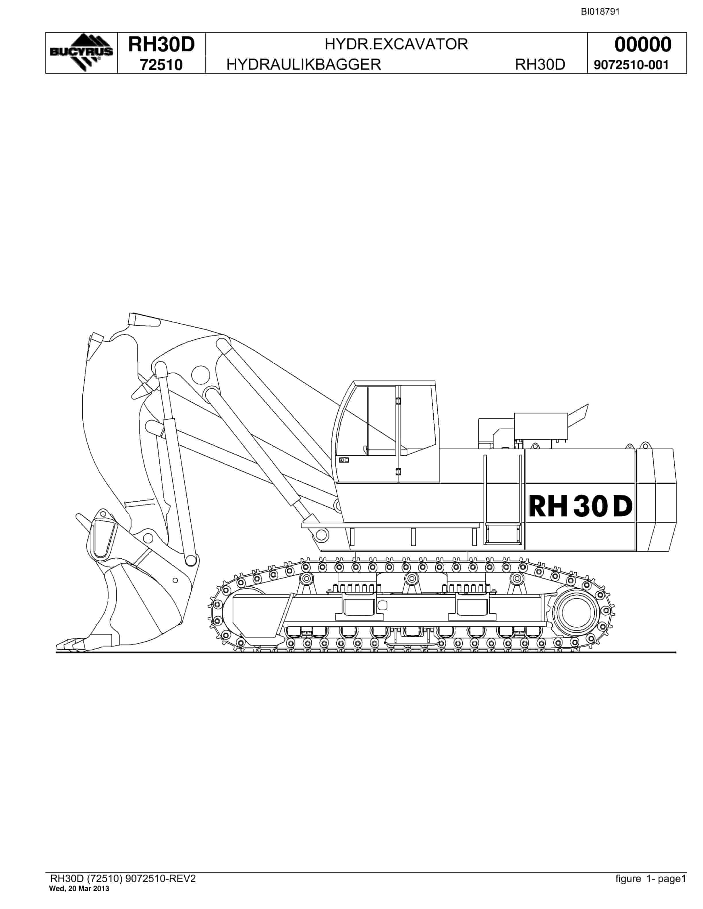 Bucyrus RH30D Hydraulic Excavator Parts Catalog BI018791