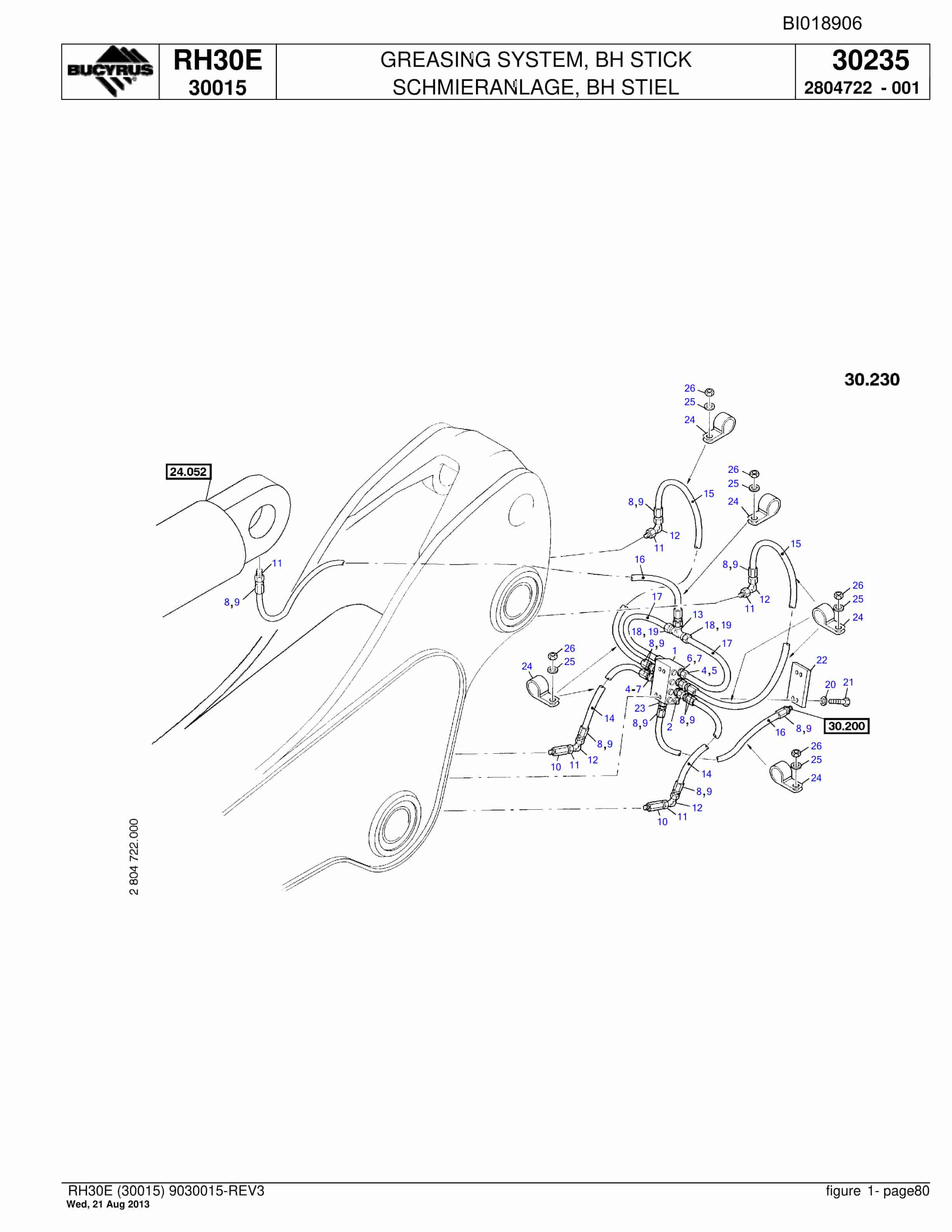 Bucyrus RH30E Hydraulic Excavator Parts Catalog BI018906-4