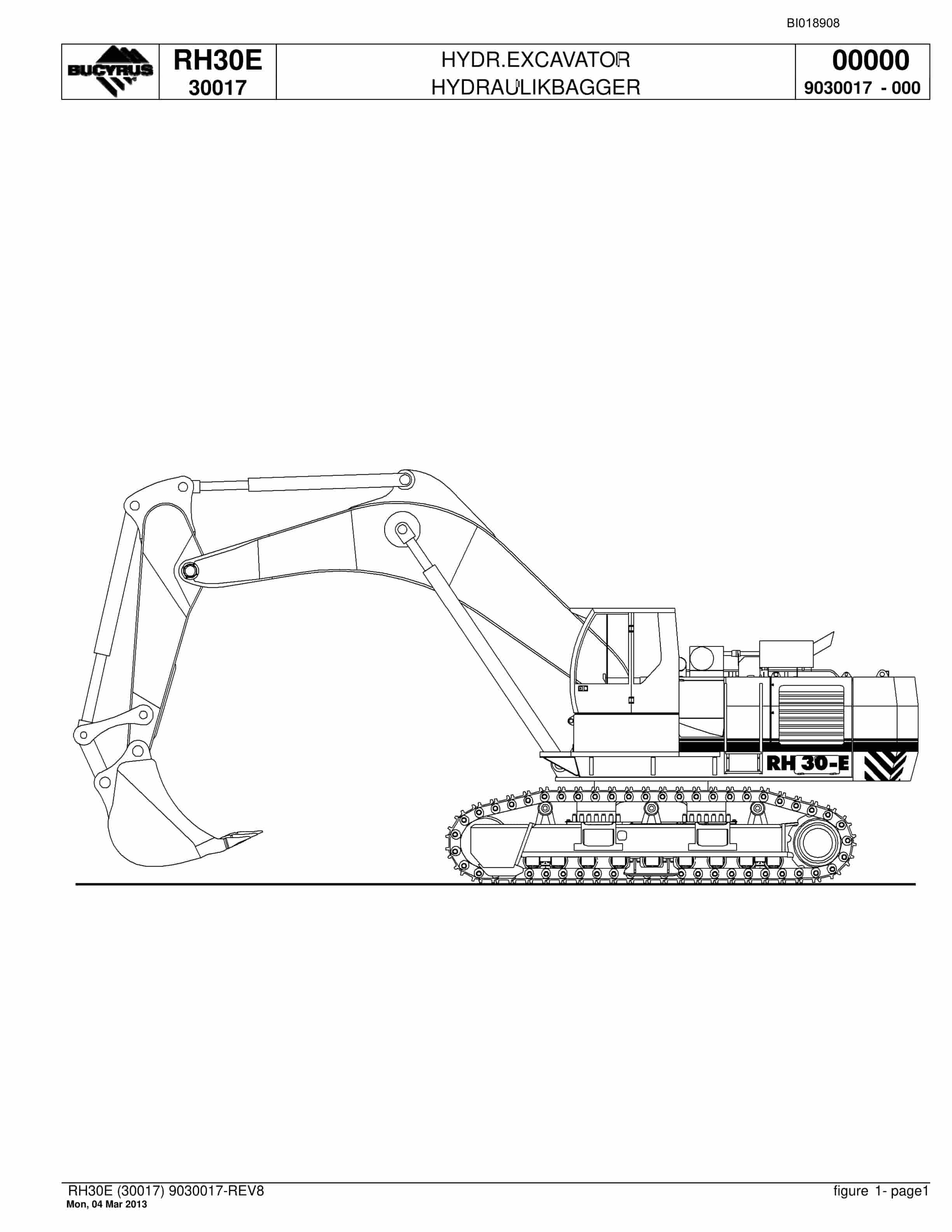 Bucyrus RH30E Hydraulic Excavator Parts Catalog BI018908