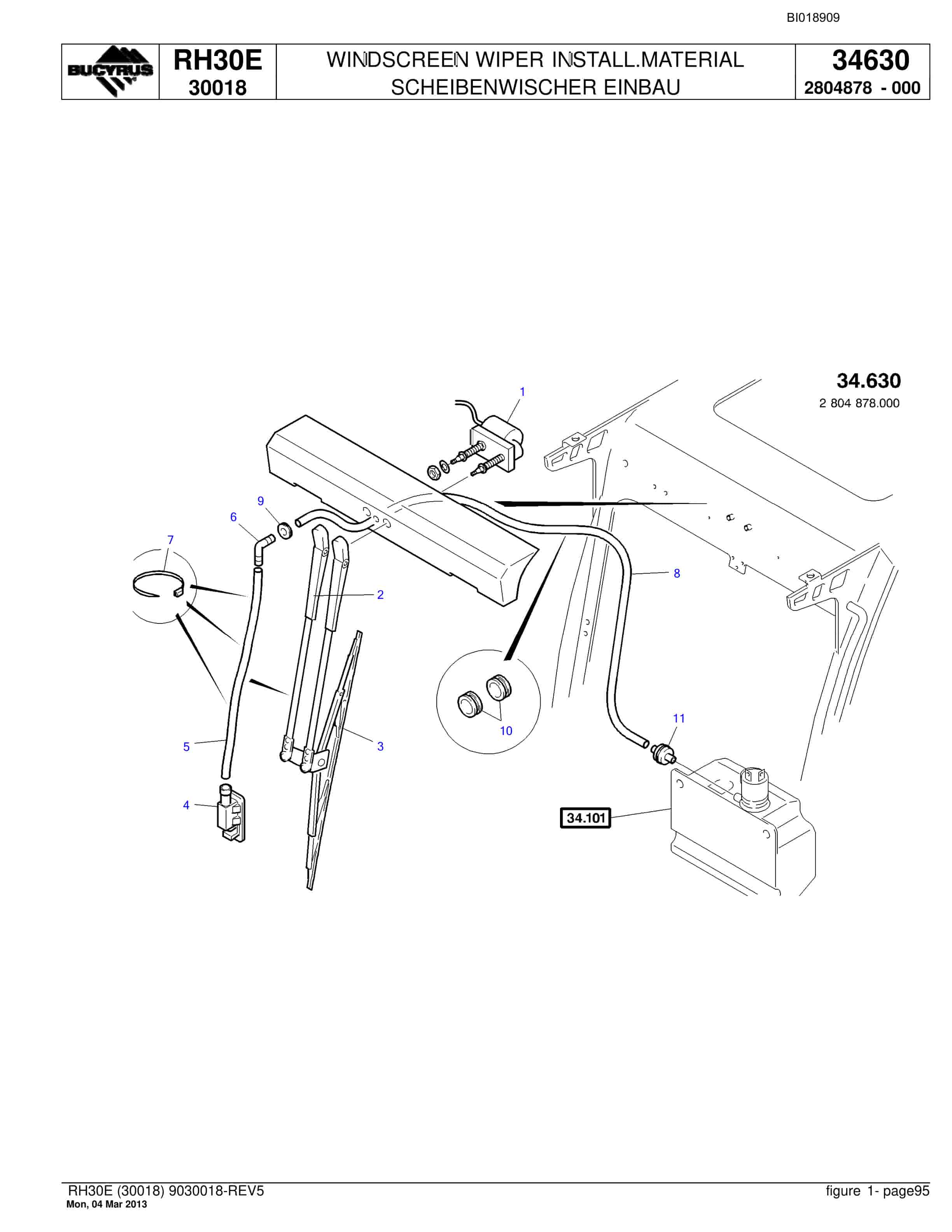 Bucyrus RH30E Hydraulic Excavator Parts Catalog BI018909-5