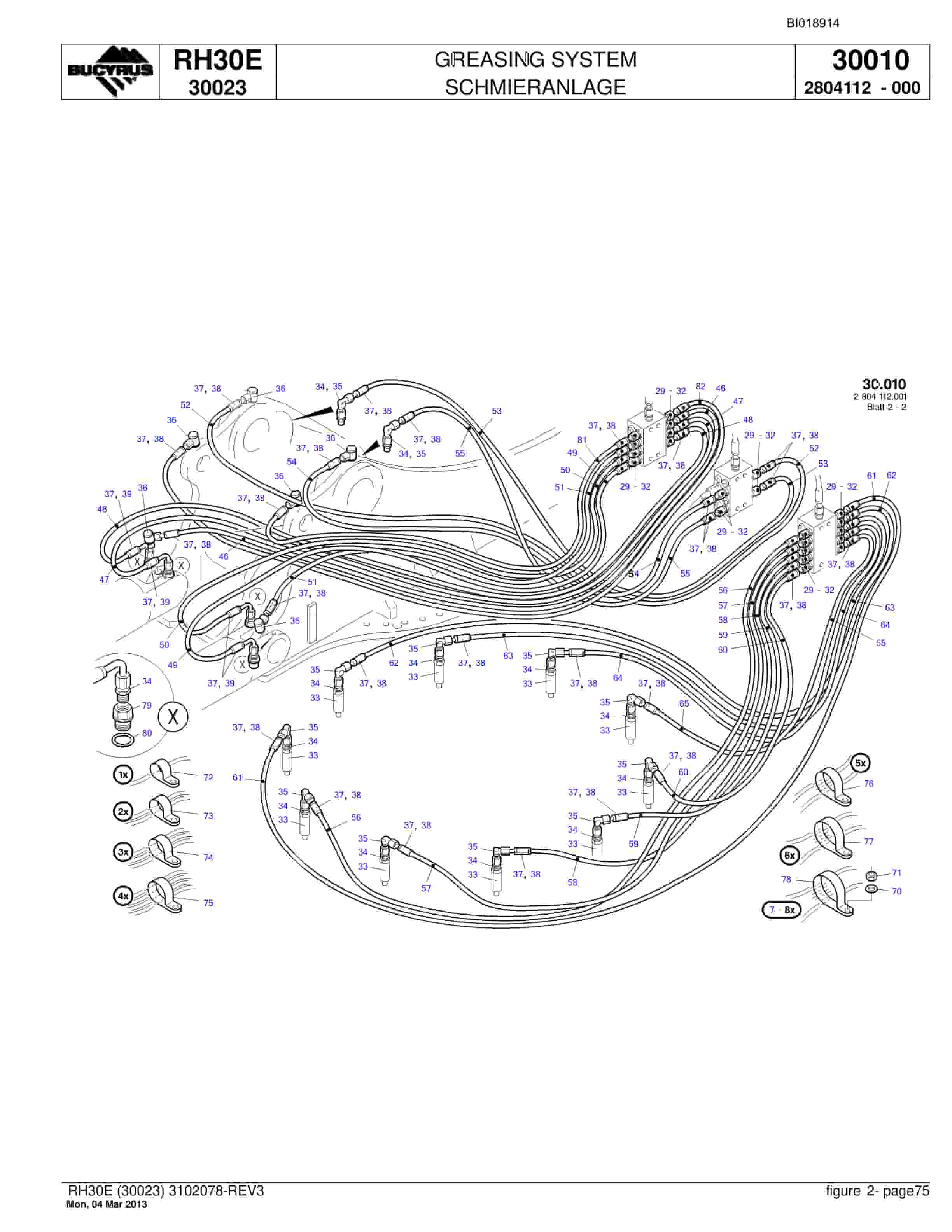 Bucyrus RH30E Hydraulic Excavator Parts Catalog BI018914-3