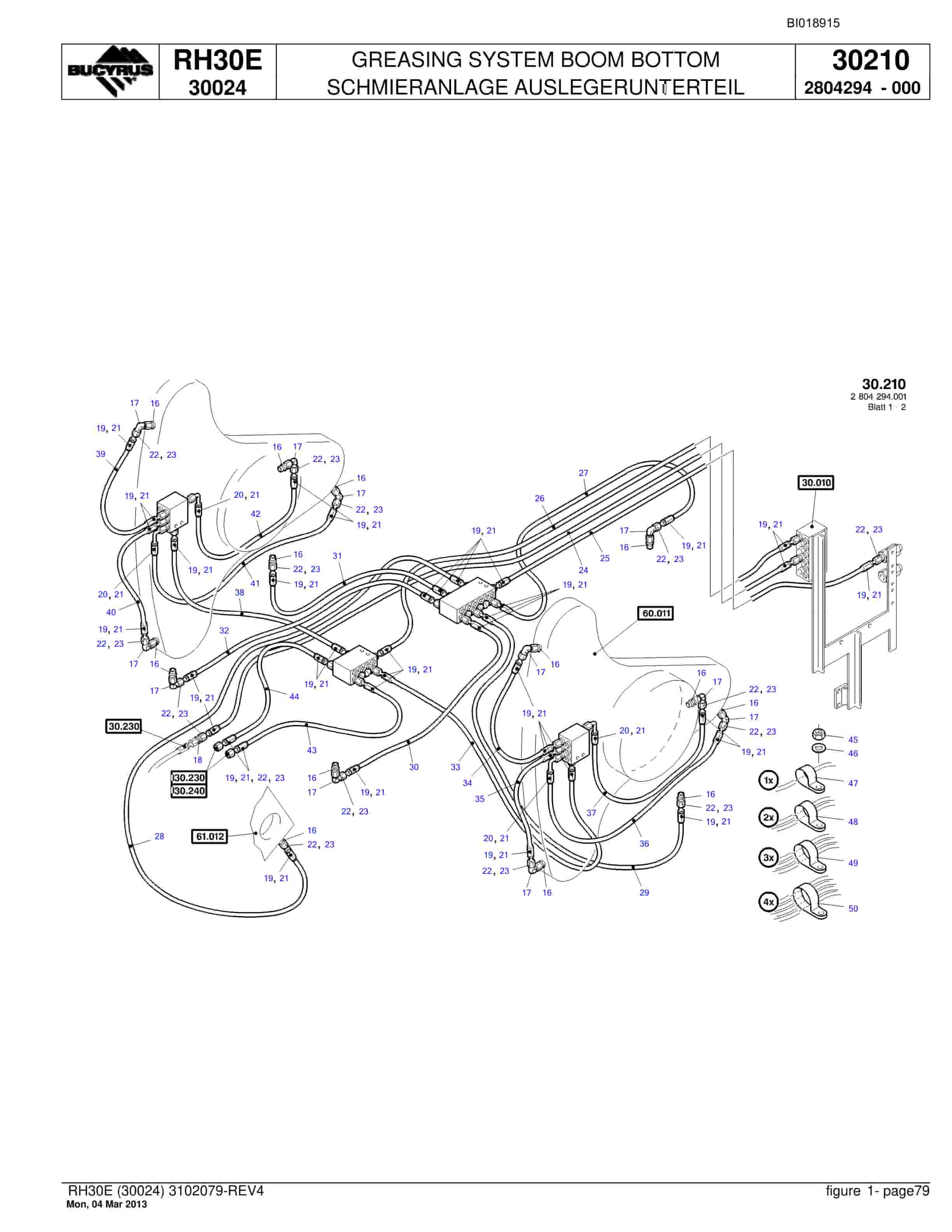 Bucyrus RH30E Hydraulic Excavator Parts Catalog BI018915-3